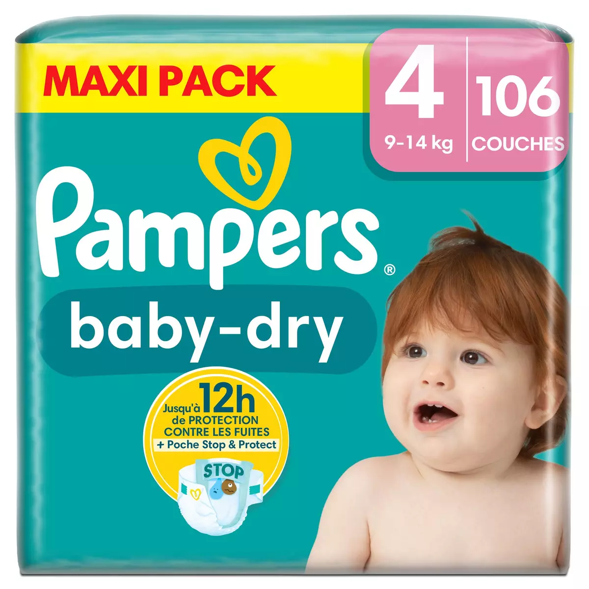 PAMPERS Baby-dry couches taille 4 (9-14kg) 106 couches