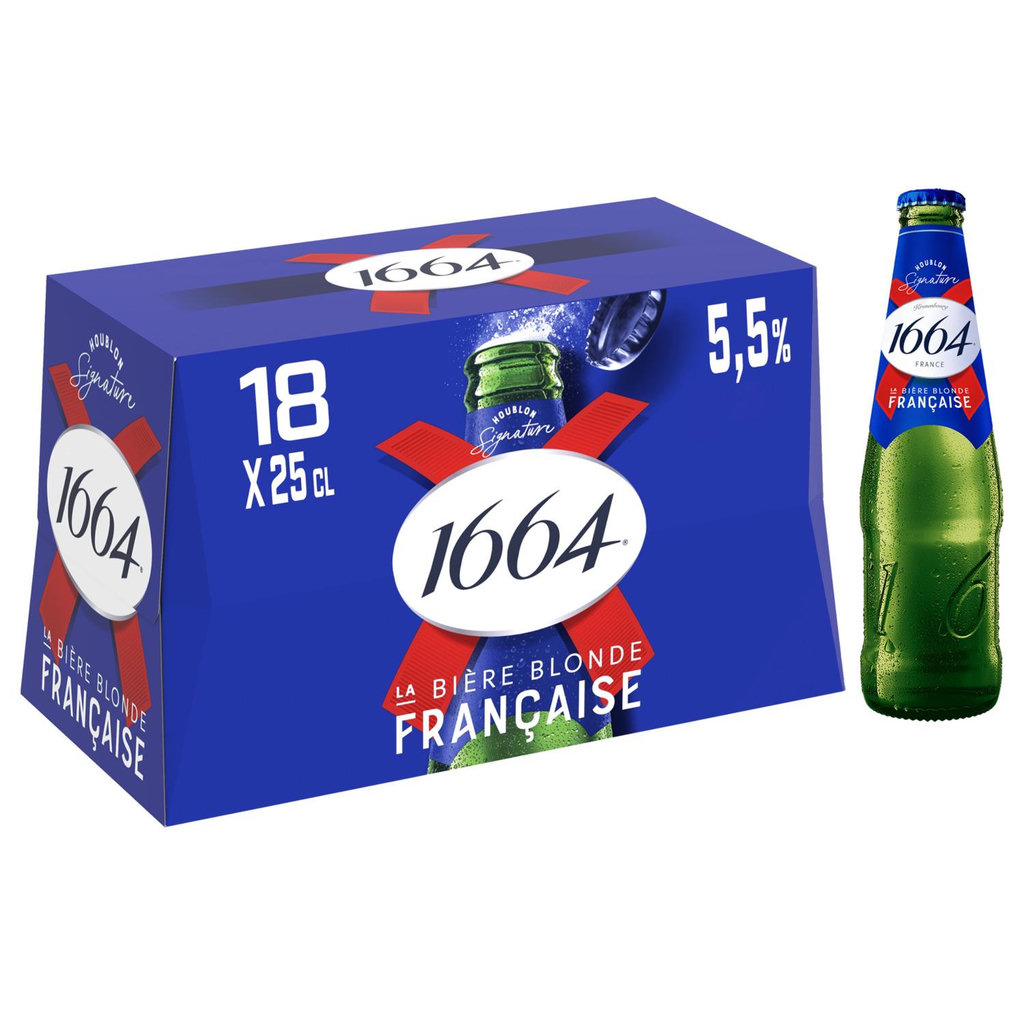 1664 Bière blonde 5.5% pack bouteilles 18x25cl