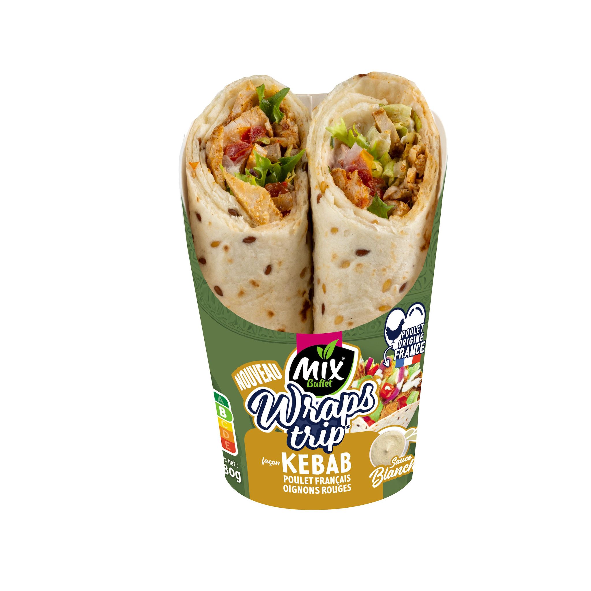 MIX BUFFET Wraps trip façon kebab poulet, oignons rouges et sauce blanche 180g