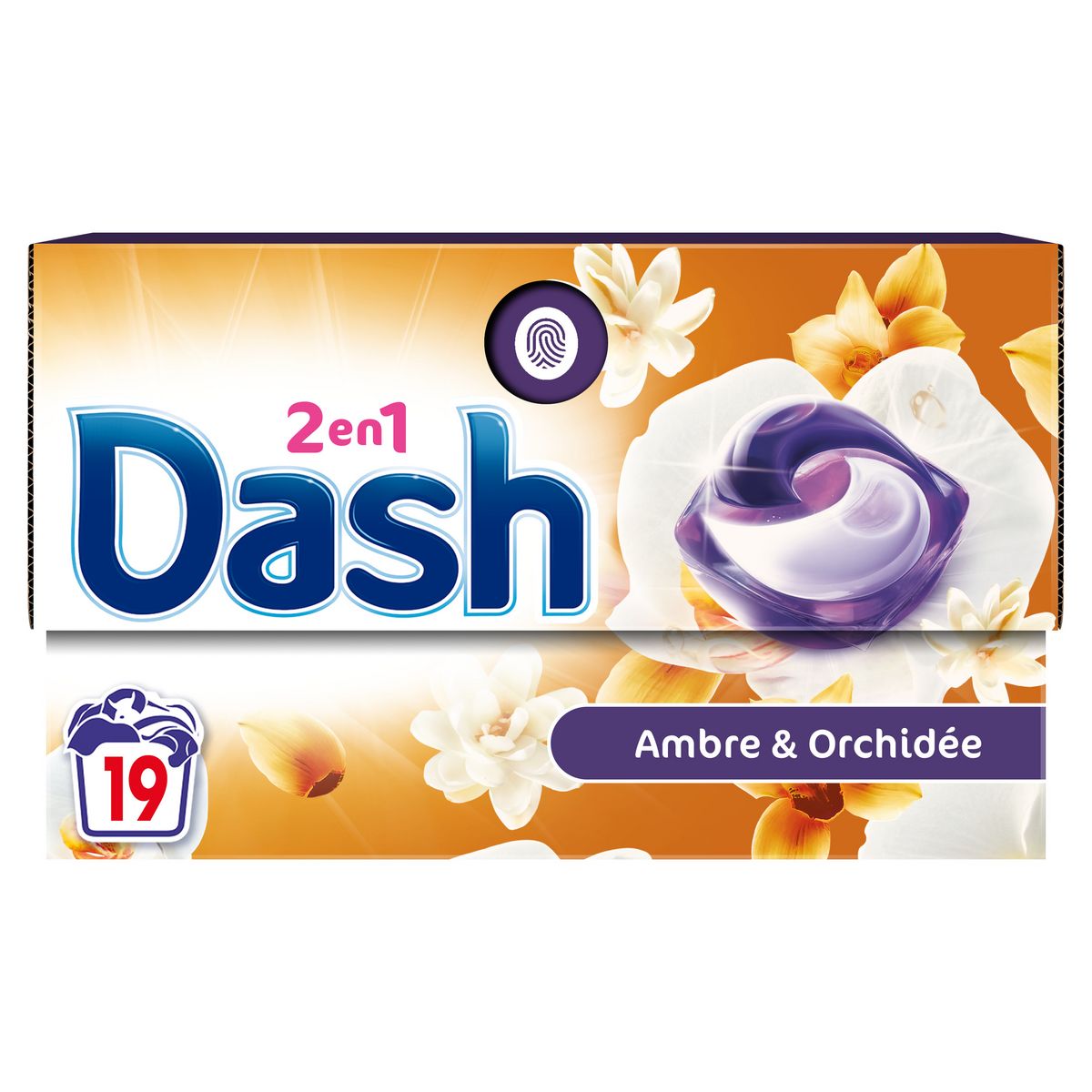 DASH Pods lessive capsules 2en1 ambre & orchidée 18 capsules
