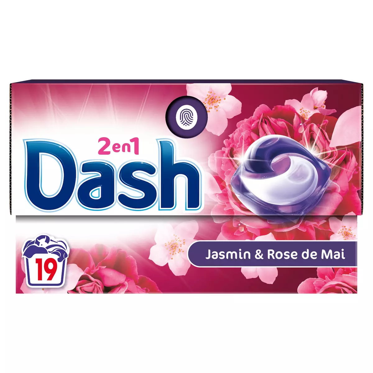 DASH Pods lessive capsules 2en1 jasmin & rose de mai 19 capsules