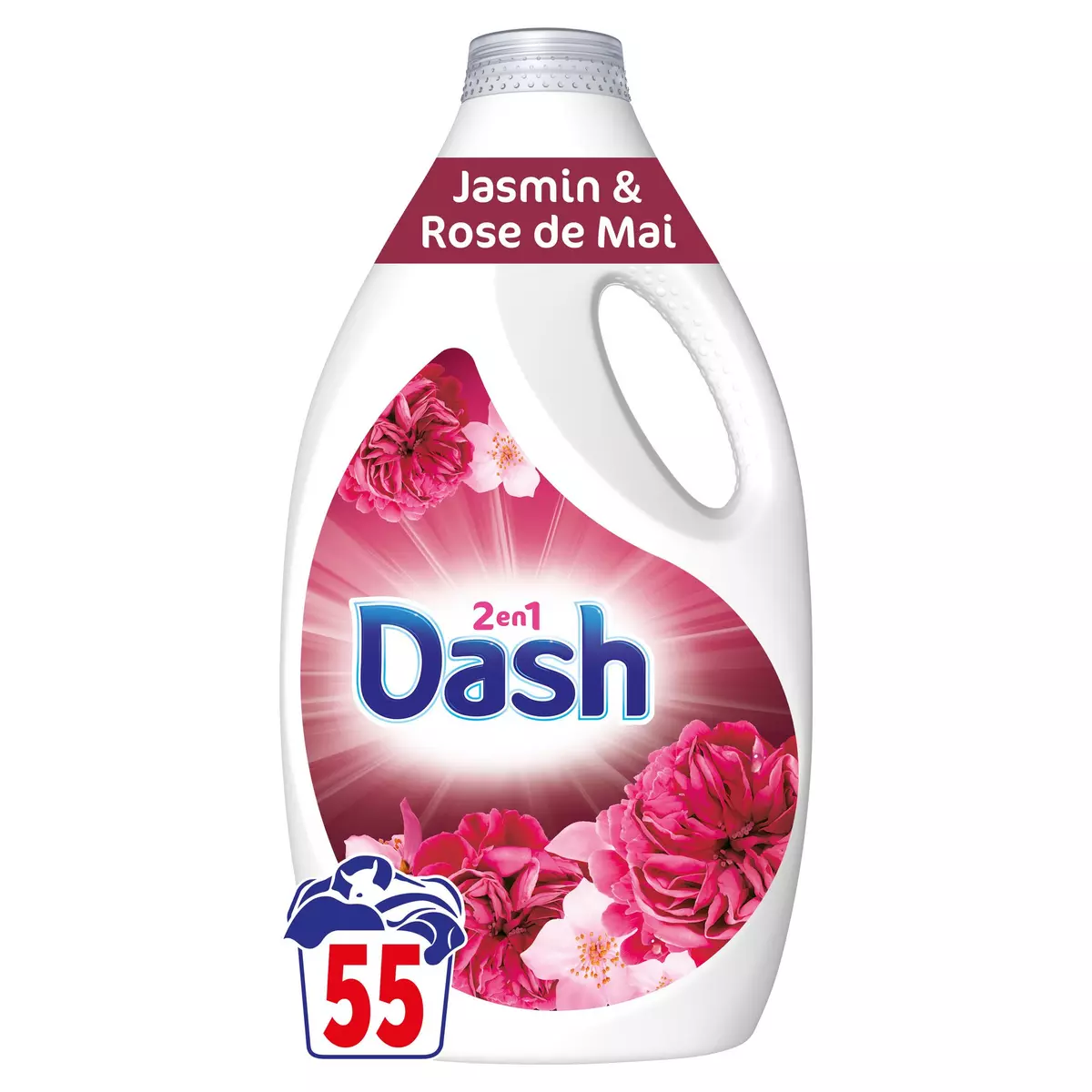 DASH Lessive liquide 2en1 jasmin et rose de mai 55 lavages 2,475l