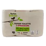 AUCHAN BETTER LIFE Papier toilette blanc 3 épaisseurs 6 maxi rouleaux