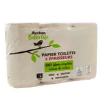 AUCHAN BETTER LIFE Papier toilette blanc 3 épaisseurs 6 maxi rouleaux