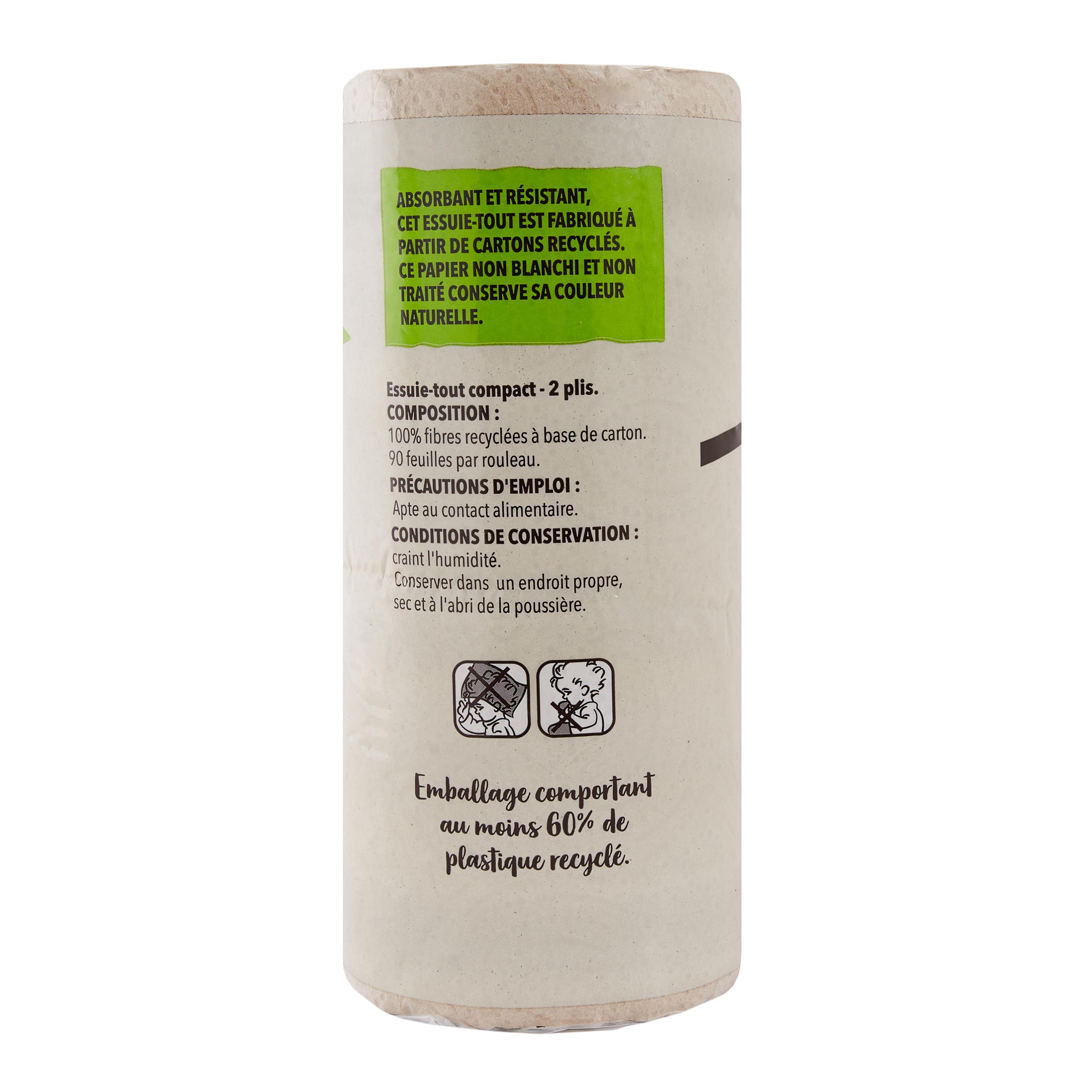 Voir la diapositive 2 : AUCHAN BETTER LIFE Essuie-tout compact  = 4 standards 2 rouleaux