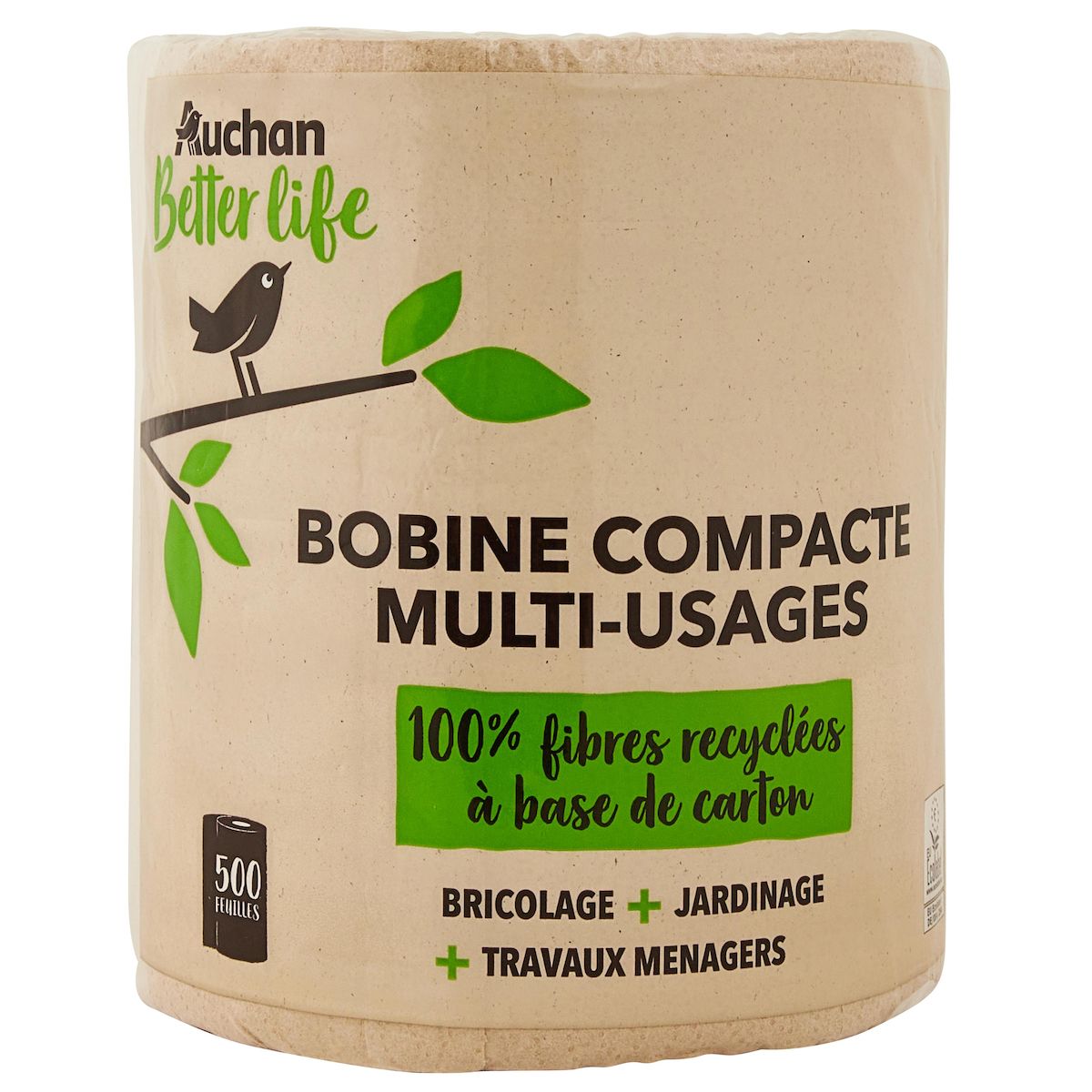 AUCHAN BETTER LIFE BOBINE MULTI USAGE COMPACT 500 FEUILLES