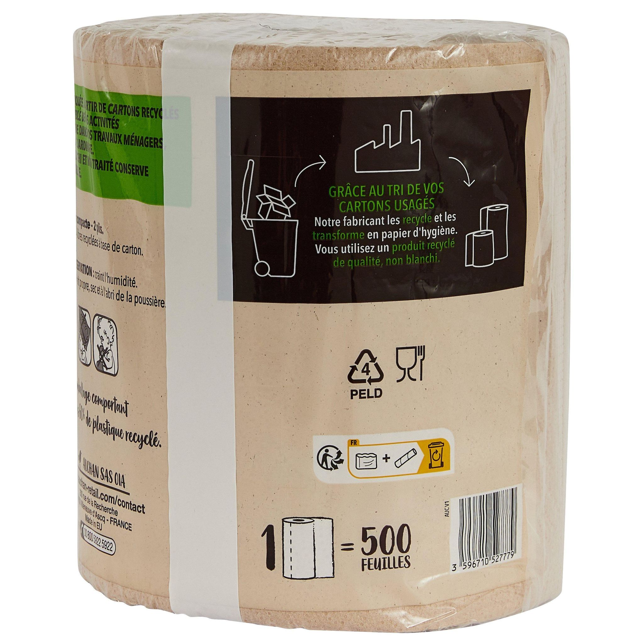 Voir la diapositive 3 : AUCHAN BETTER LIFE Bobine multi usage compact 500 FEUILLES