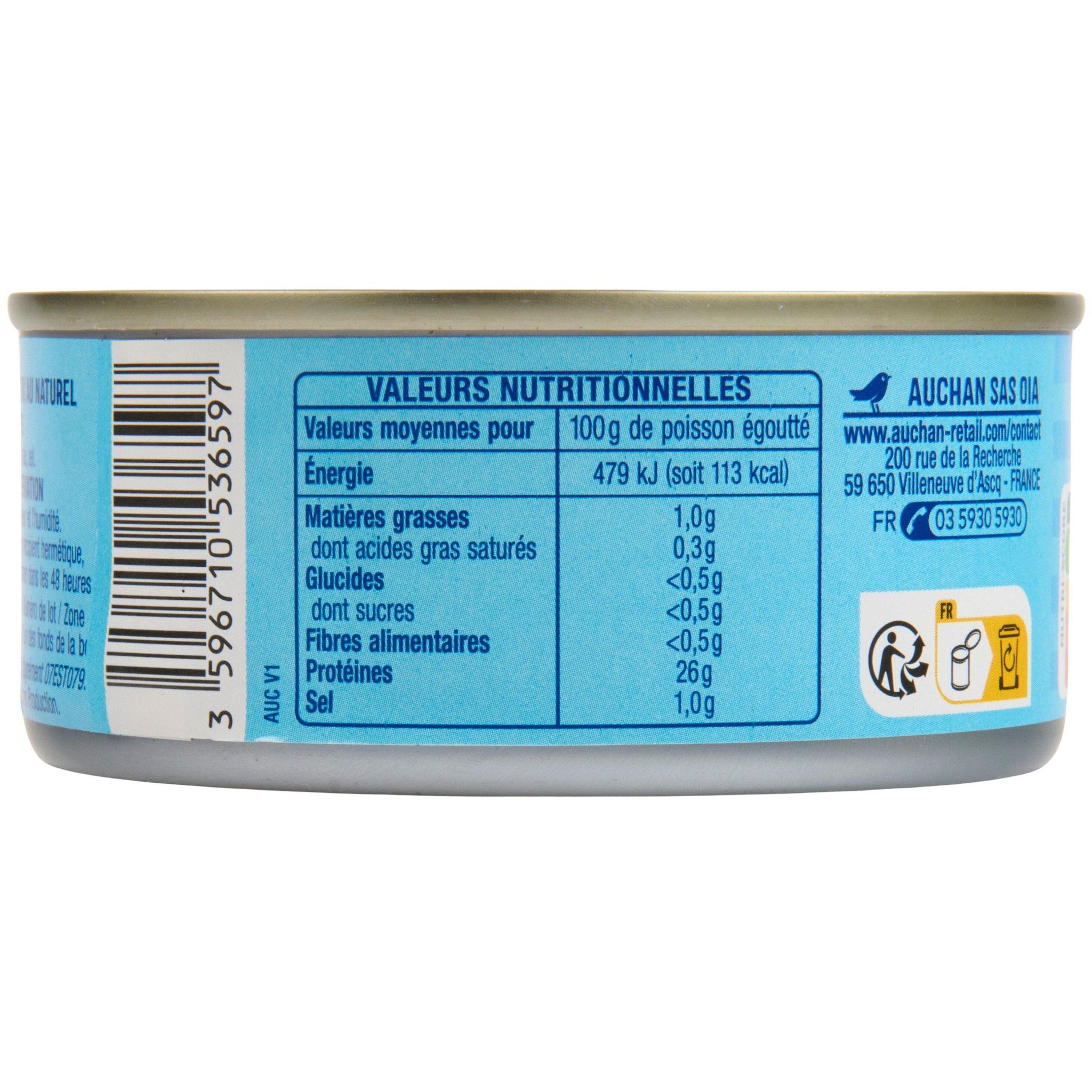 Voir la diapositive 3 : AUCHAN CULTIVONS LE BON Thon en morceaux au naturel 112g