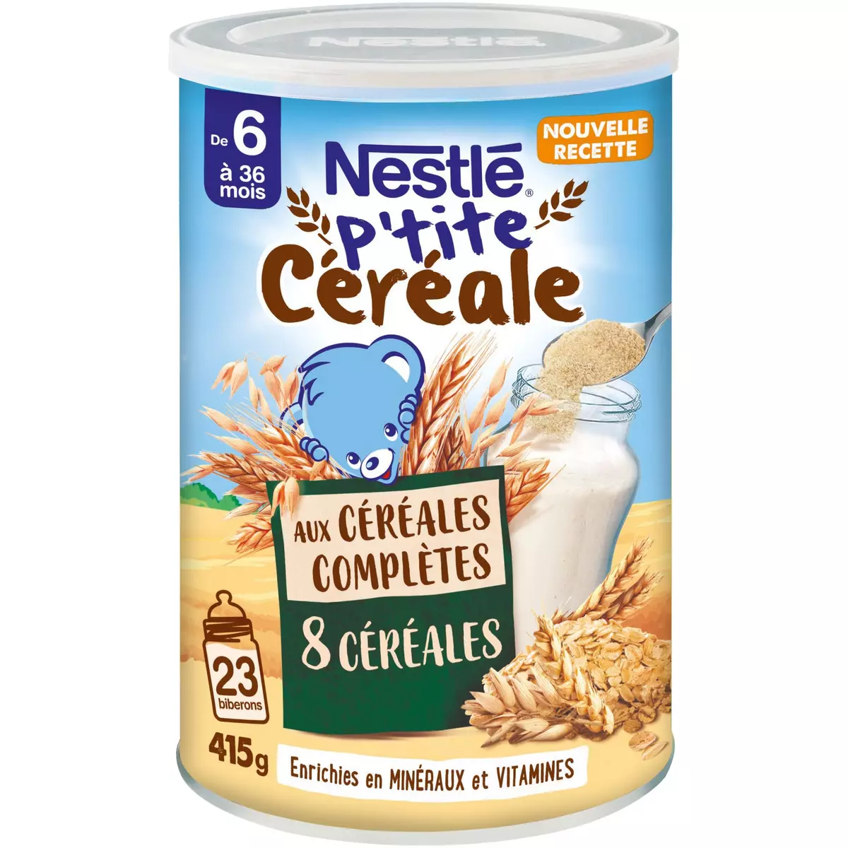 NESTLE P'tite céréale aux céréales complètes 8 céréales en poudre dès 6 mois 415g