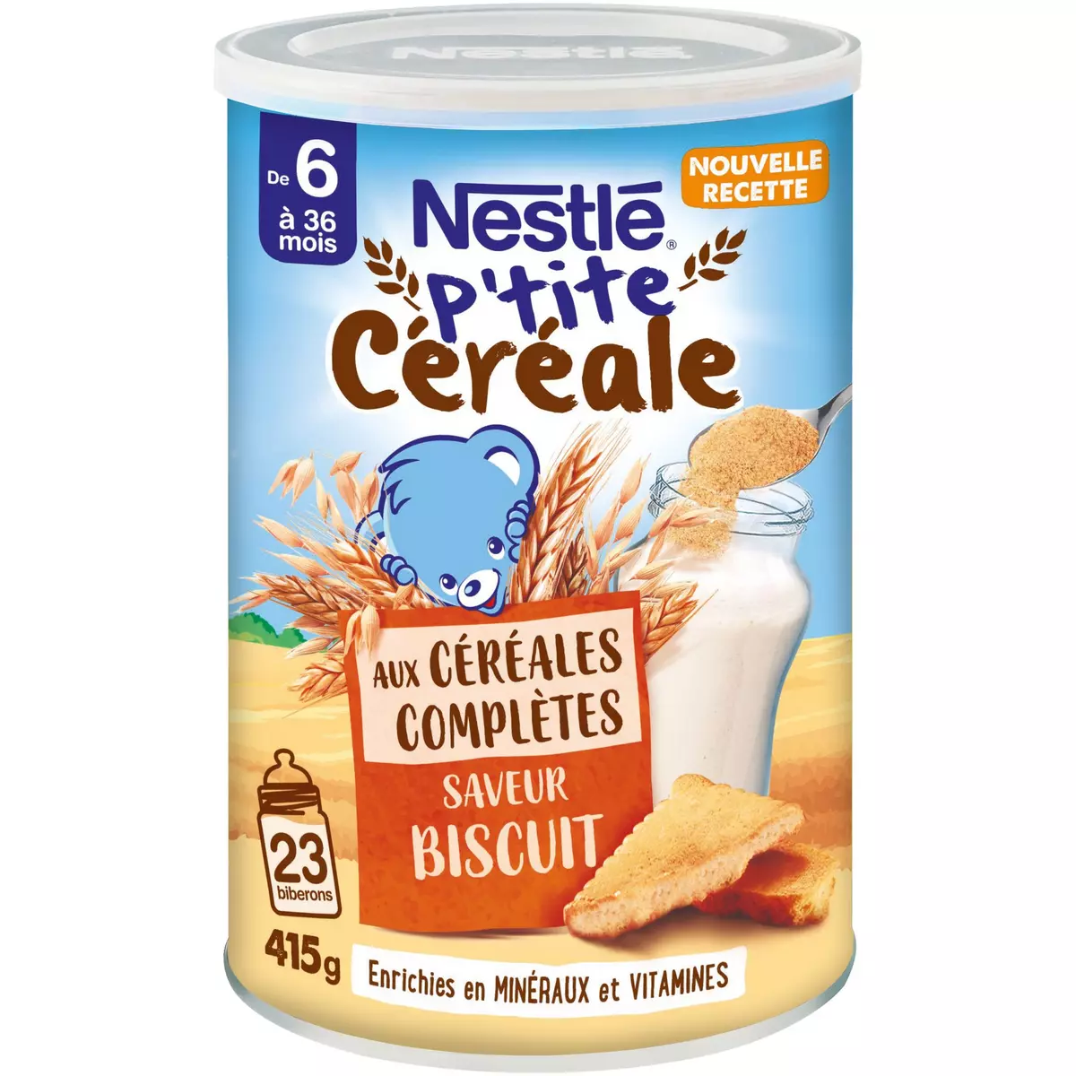 NESTLE P'tite céréale aux céréales complètes biscuit en poudre dès 6 mois 415g