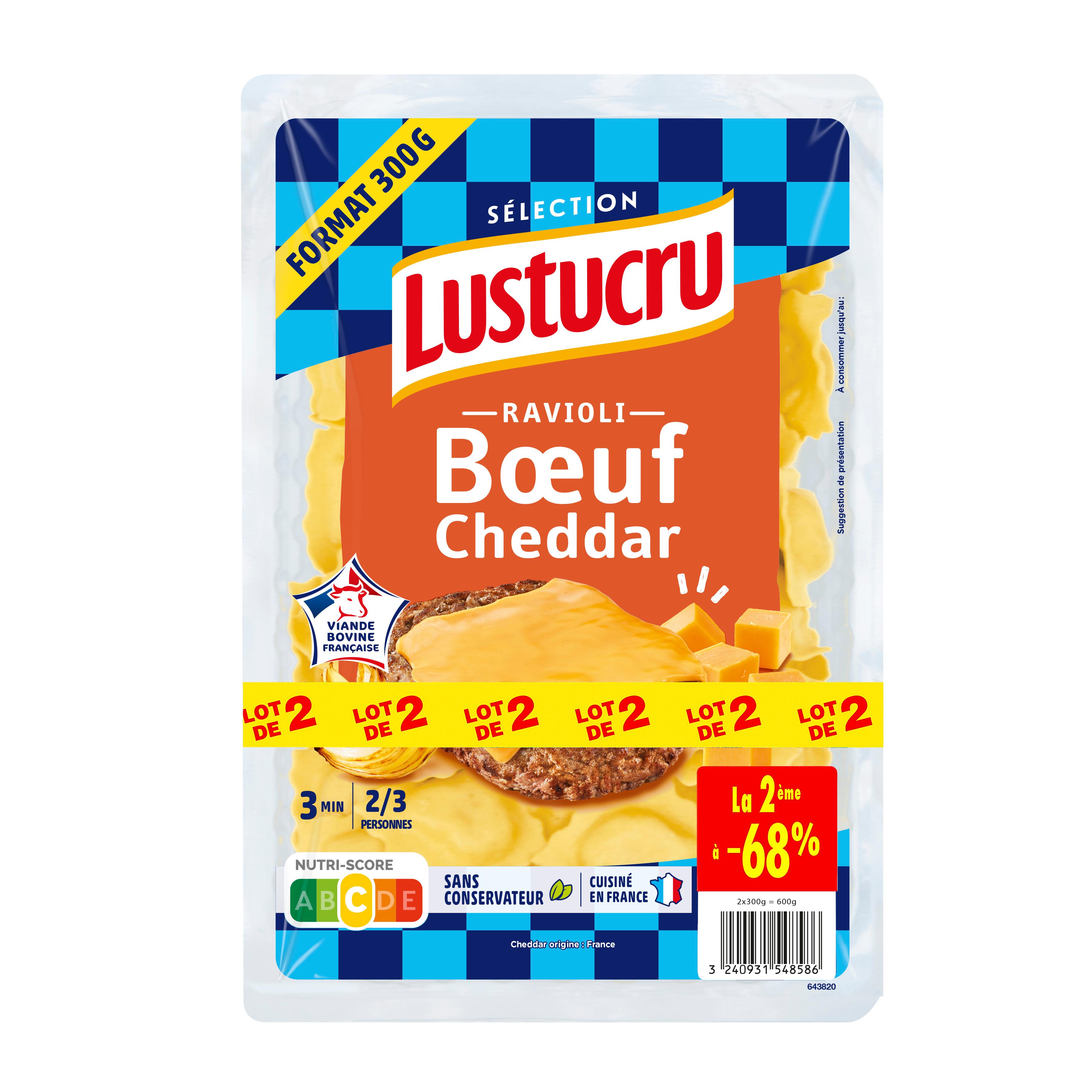 LUSTUCRU Ravioli au boeuf et cheddar 600g