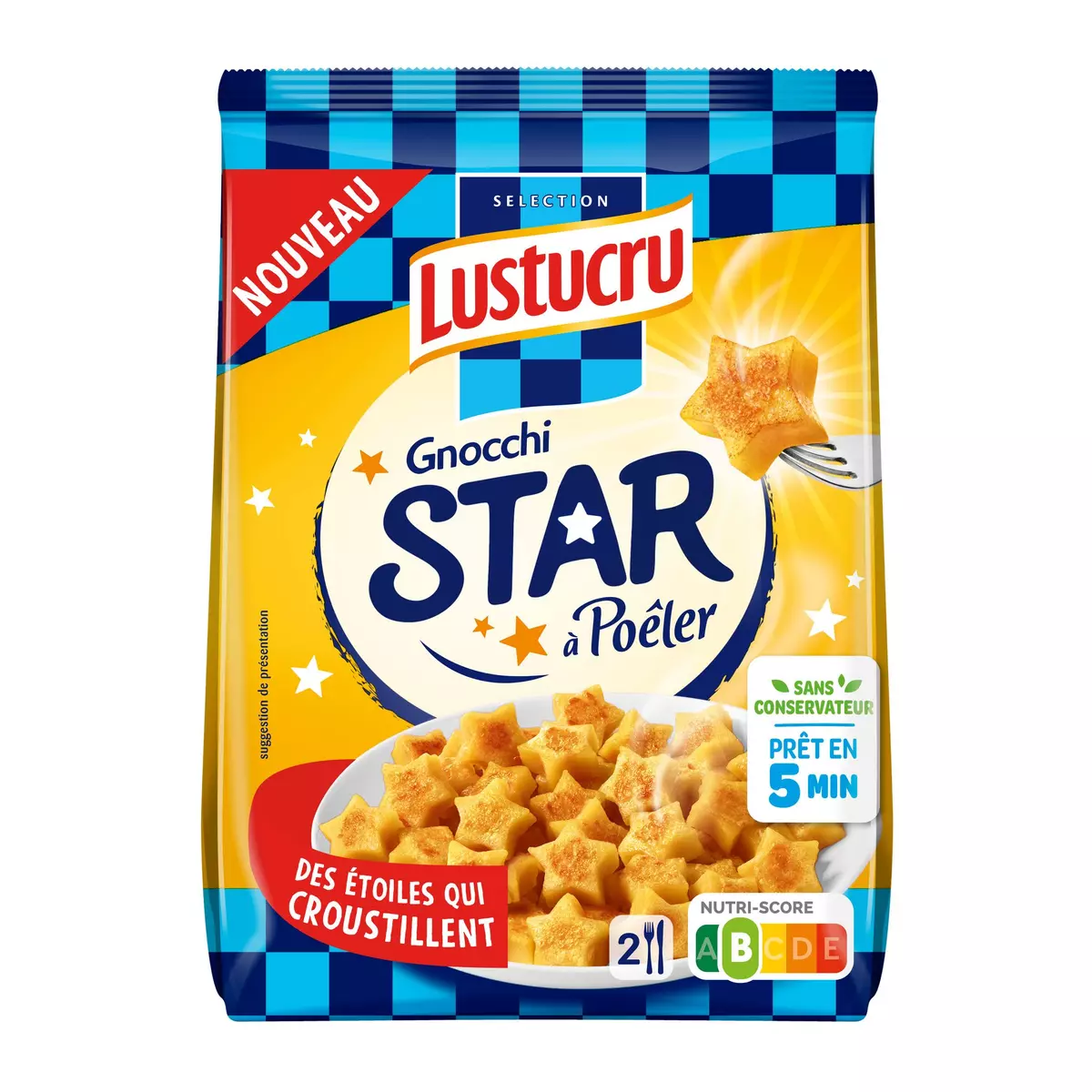 LUSTUCRU Gnocchi star à poêler 2 portions 300g