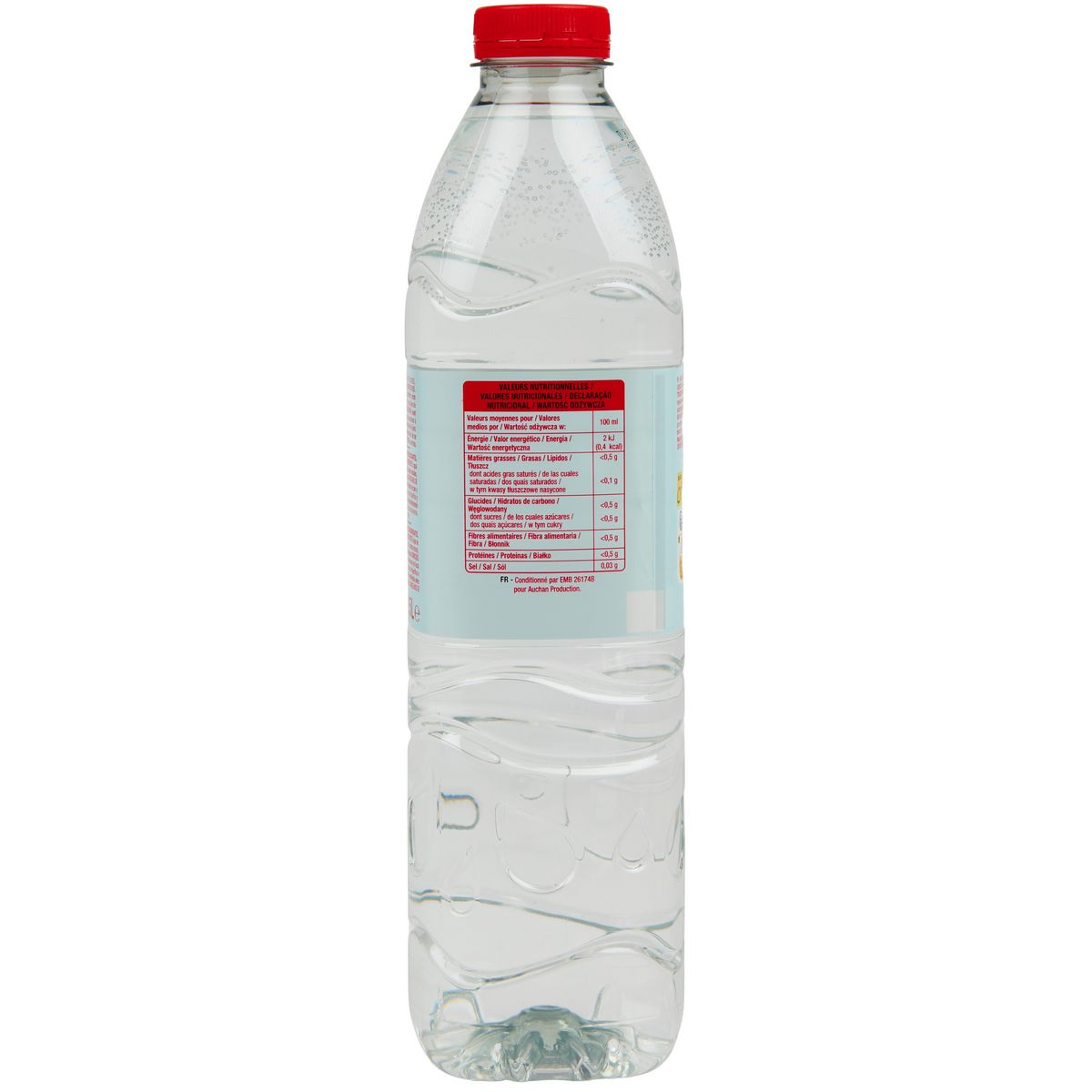 AUCHAN Eau de source aromatisée fraise sans sucres 1.5l