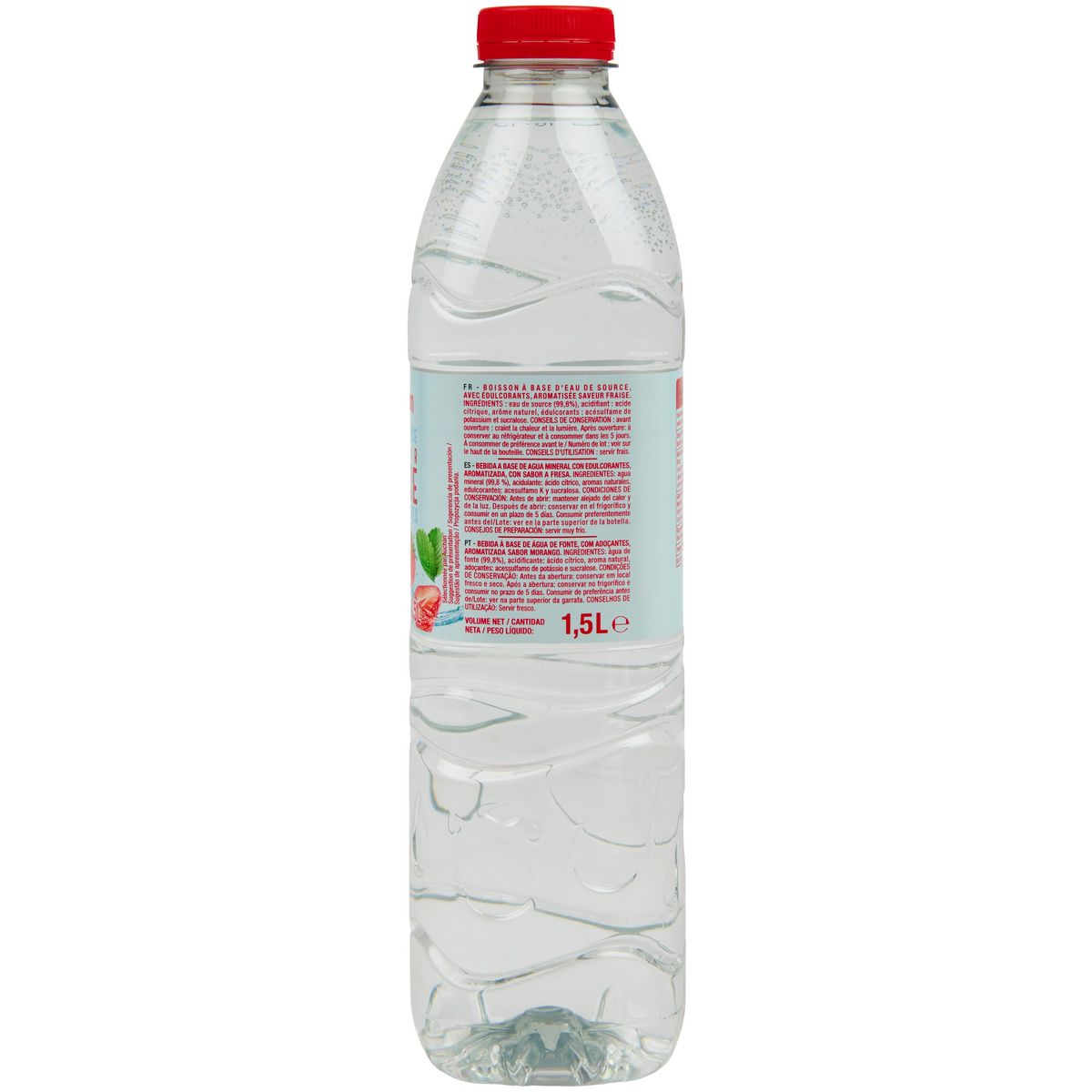 AUCHAN Eau de source aromatisée fraise sans sucres 1.5l