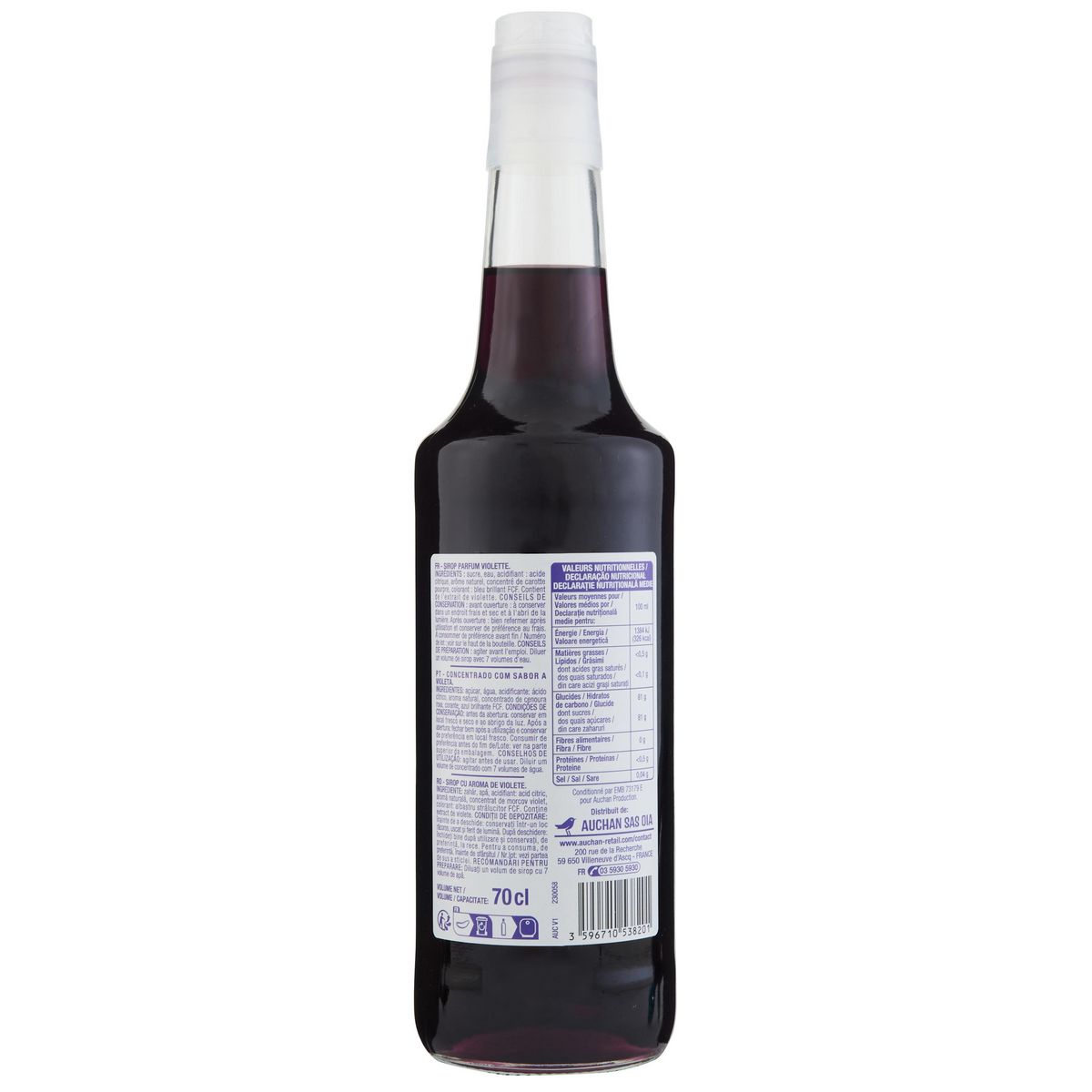 AUCHAN Sirop de violette 70cl