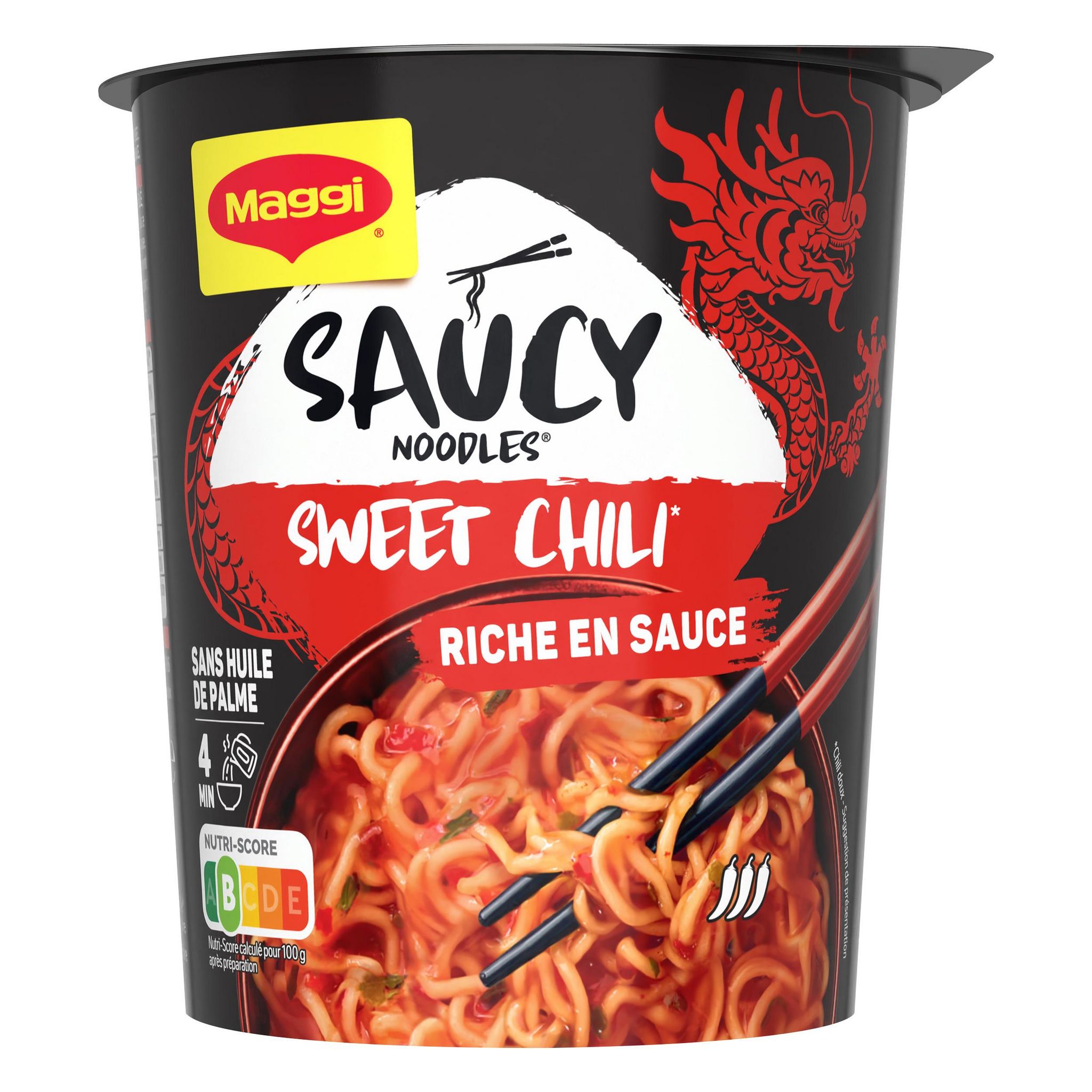 Voir la diapositive 2 : MAGGI Cup nouille instantanée japonaise Sweet Chili Saucy Noodles 1 personne 75g