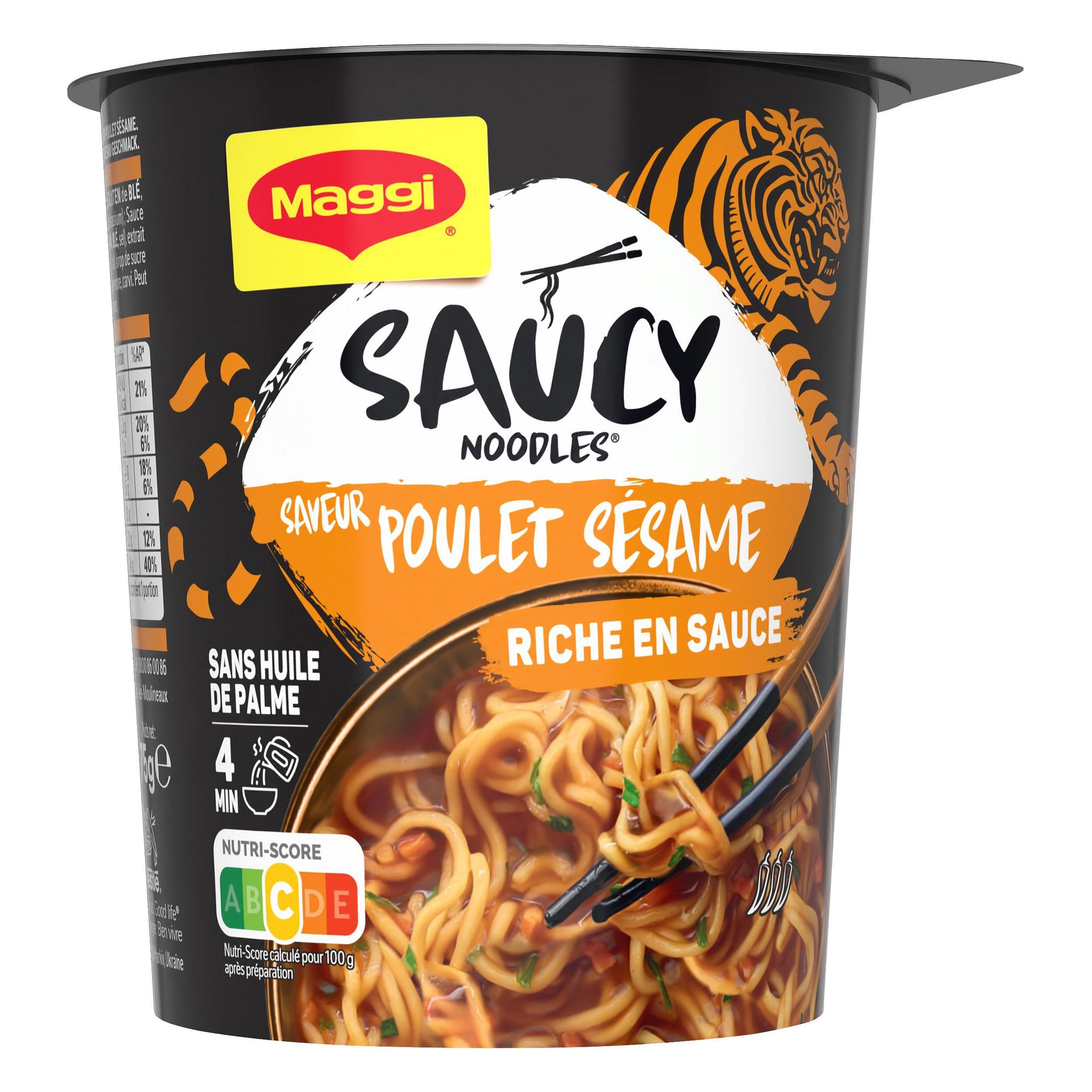 Voir la diapositive 2 : MAGGI Cup nouille instantanée japonaise saveur poulet sésame Saucy Noodles 1 personne 75g