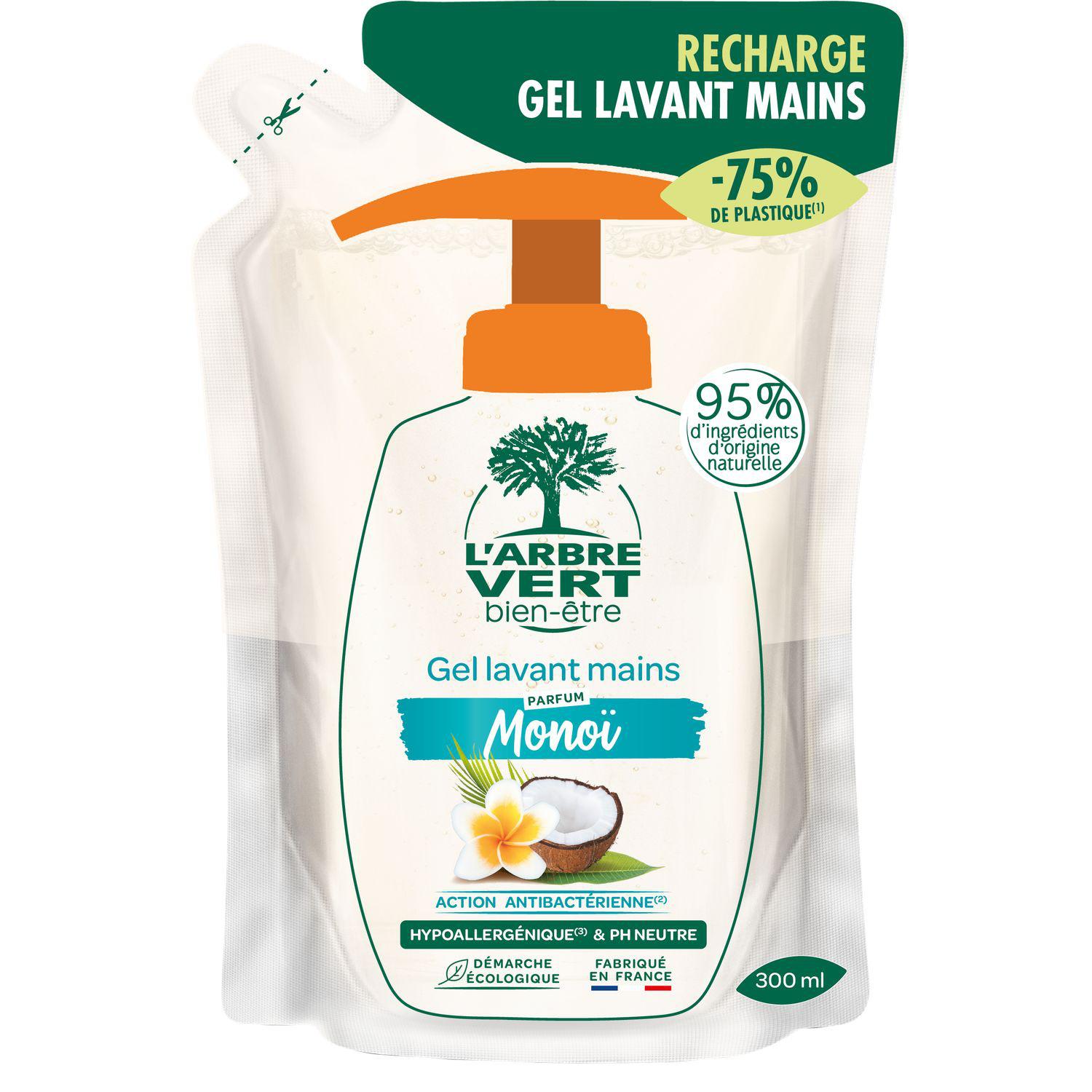 Voir la diapositive 2 : L'ARBRE VERT Recharge gel lavant mains parfum Monoï 300ml