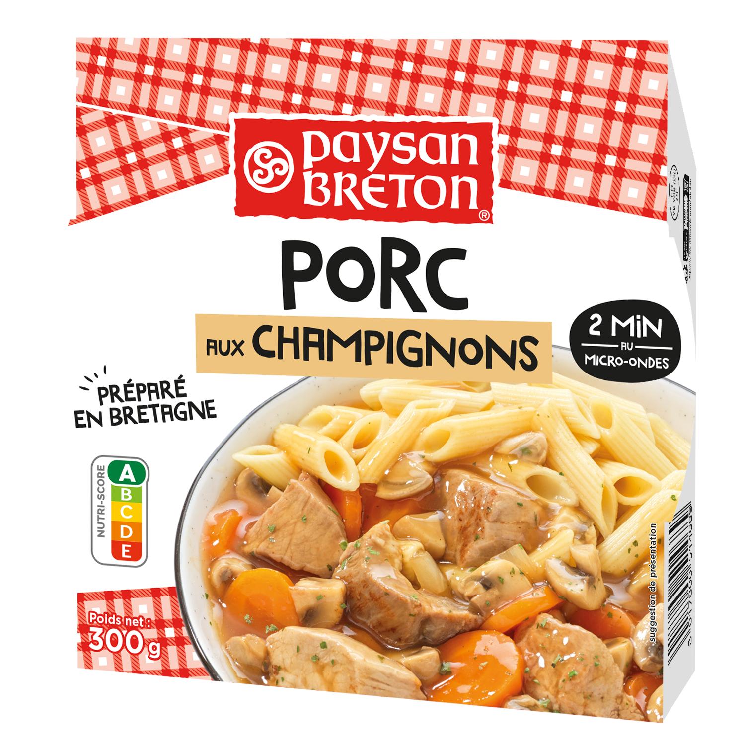 PAYSAN BRETON Porc auX champignons barquette 2min micro-ondes 1 portion 300g