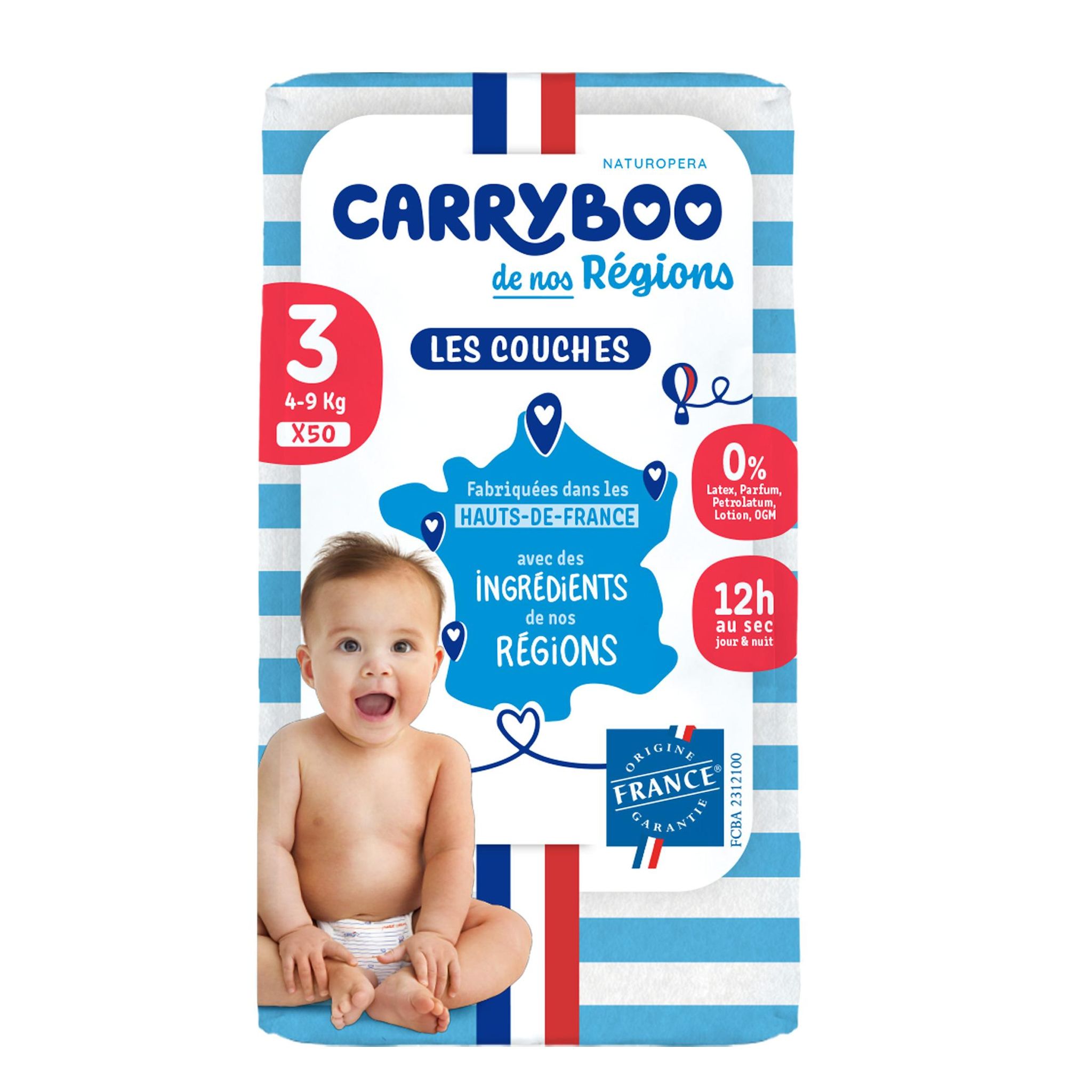 CARRYBOO Couches de nos régions taille 3 (4-9KG) 50 couches