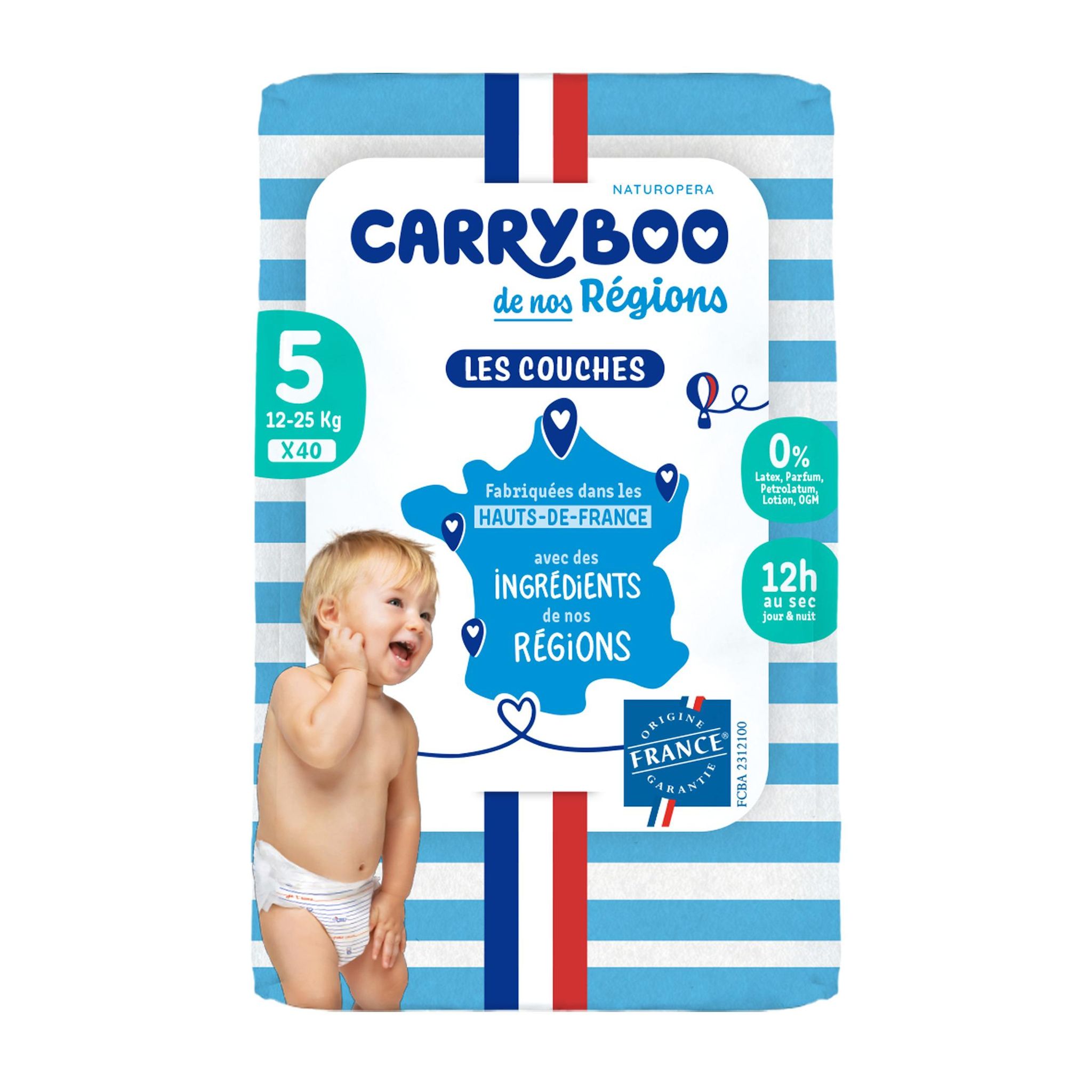 CARRYBOO Couches de nos régions taille 5 (12-25kg) 40 couches