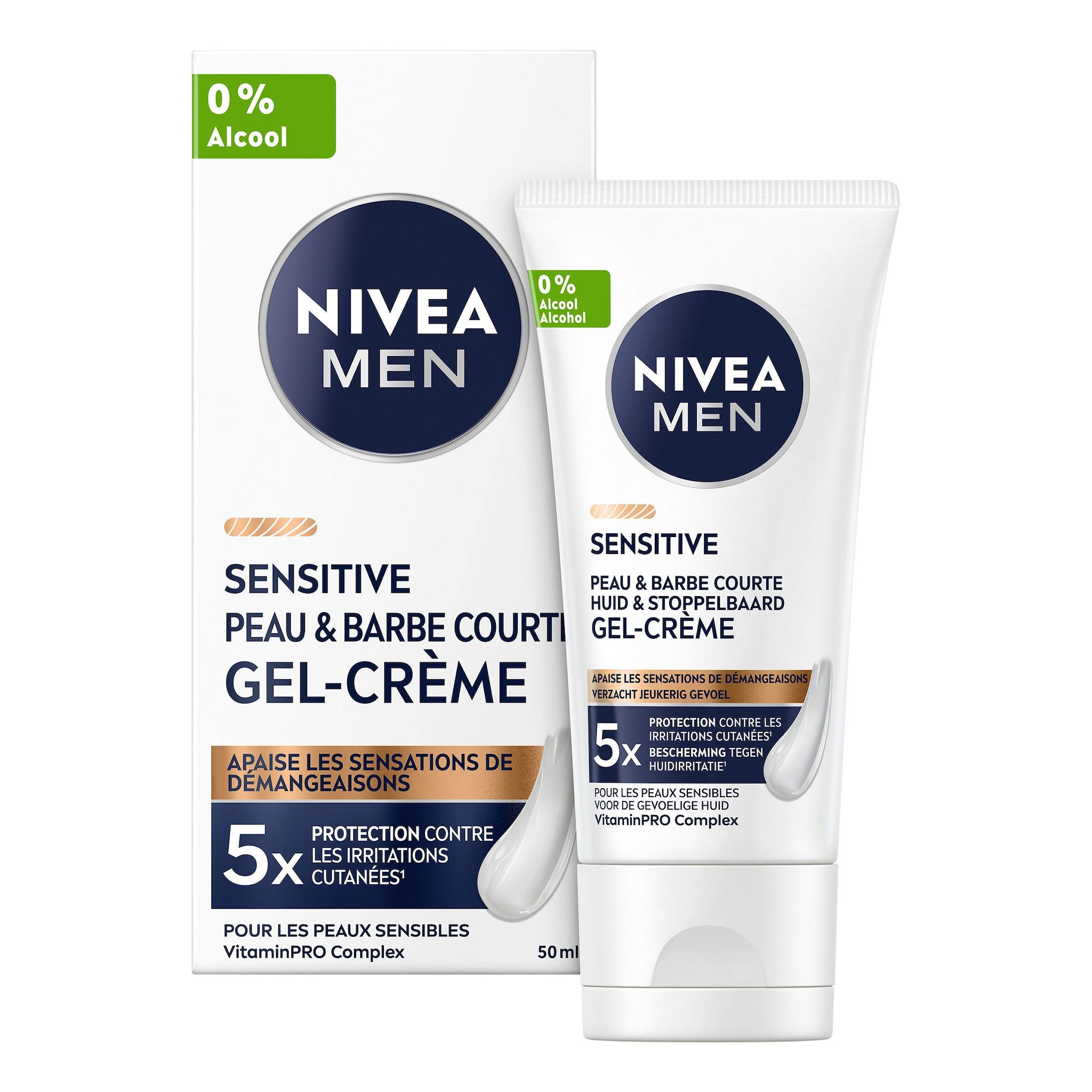 Voir la diapositive 2 : NIVEA MEN Sensitive gel crème visage peau et barbe courte peaux sensibles 50ml