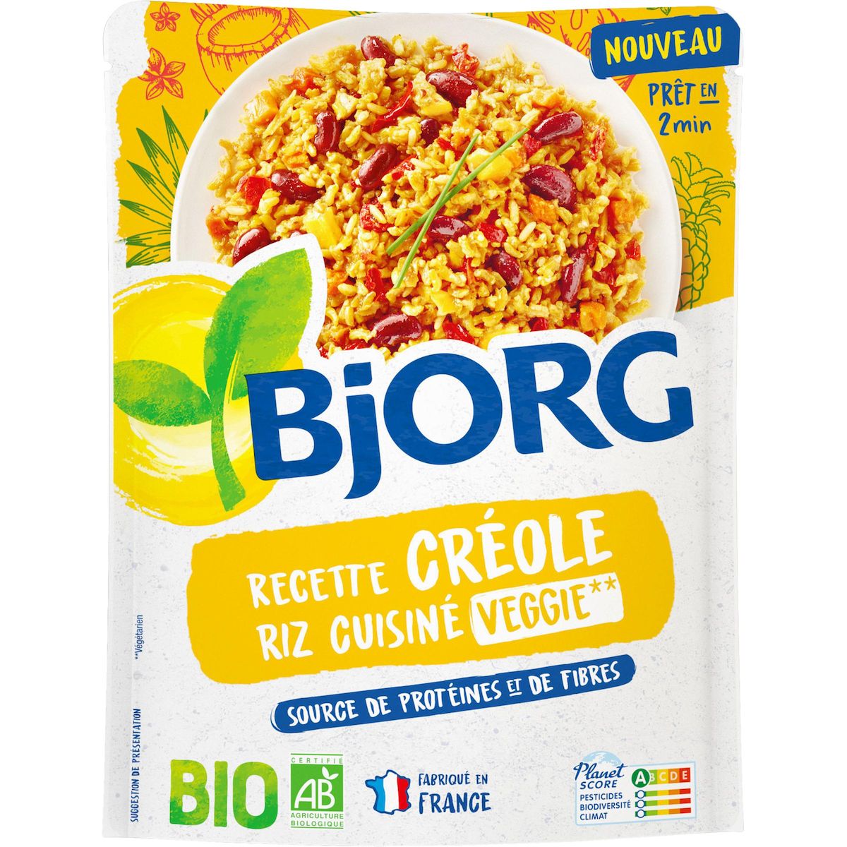 BJORG Riz veggie bio cuisiné à la créole sachet express 250g