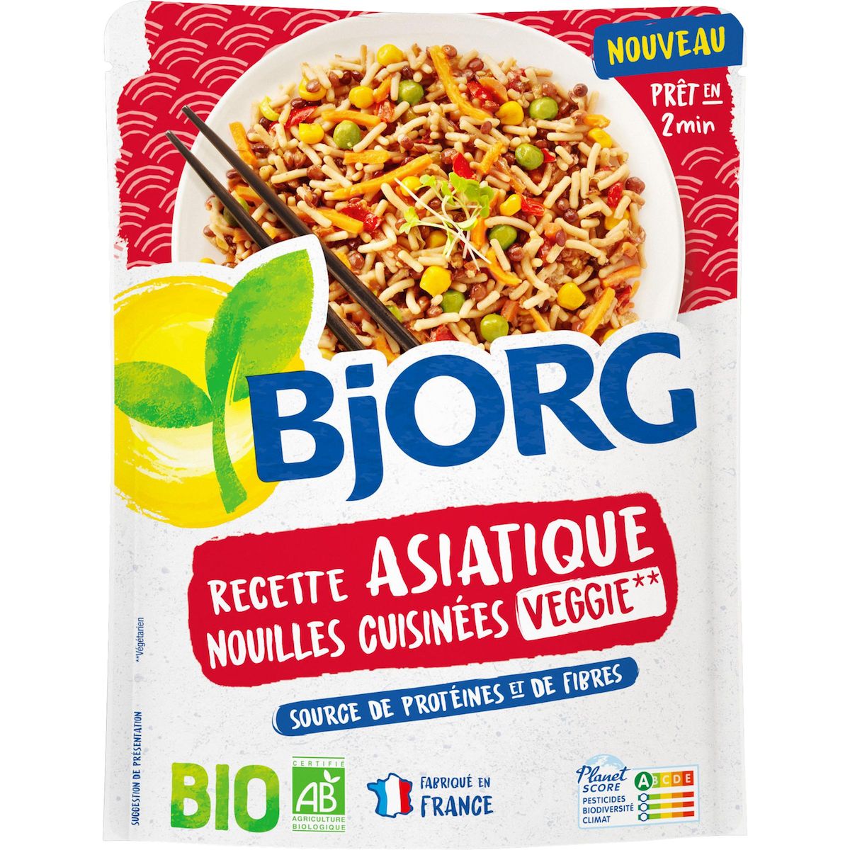 BJORG Nouilles veggie bio cuisinées à l'asiatique sachet express 250g
