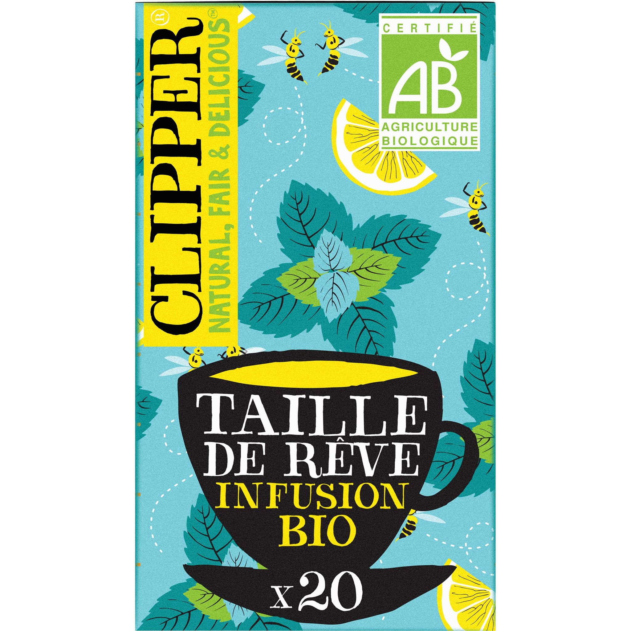 Voir la diapositive 2 : CLIPPER Infusion bio Taille de rêve au maté menthe et citron 20 sachets 40g