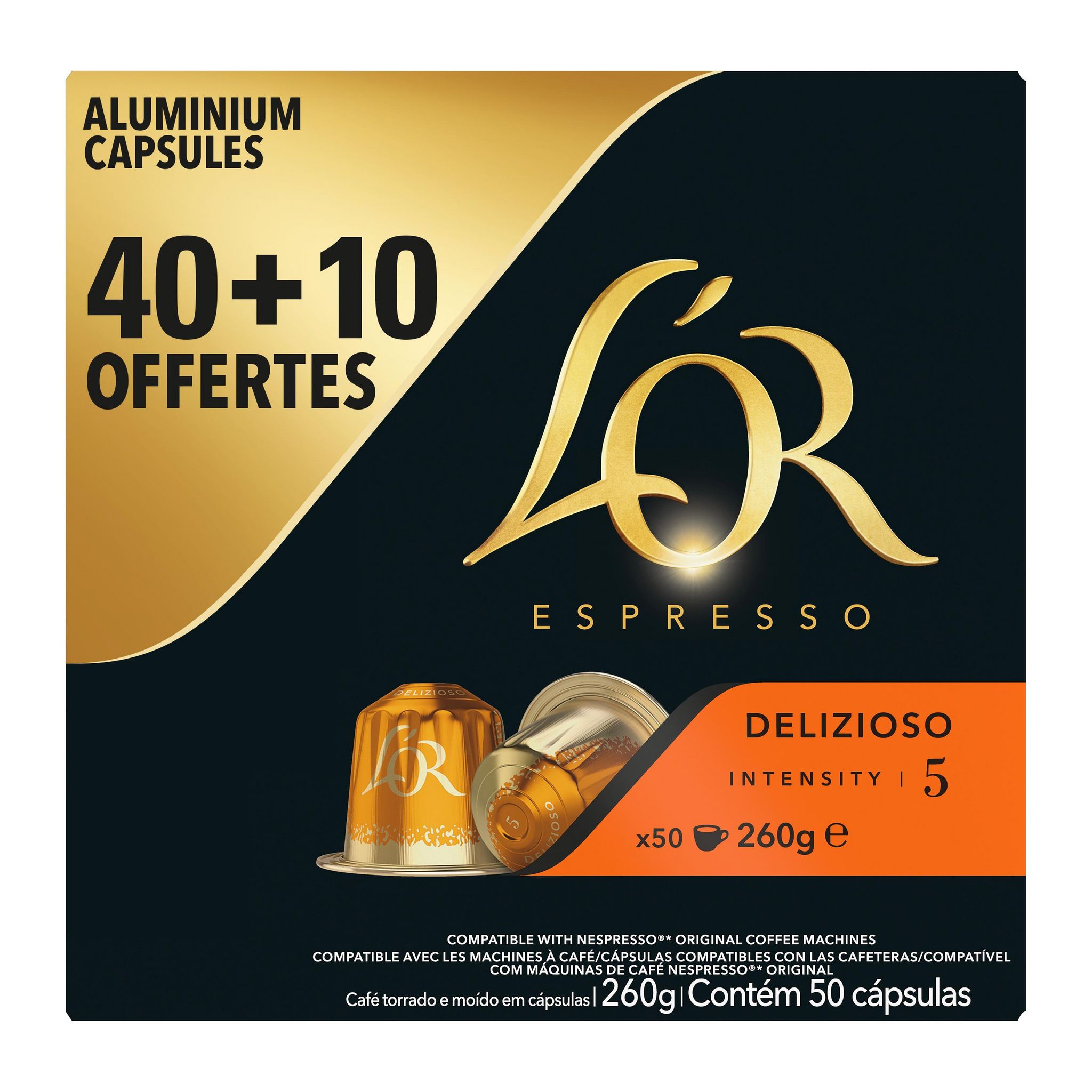 L'OR ESPRESSO Capsules de café Delizioso intensité 5 compatibles Nespresso 50 capsules