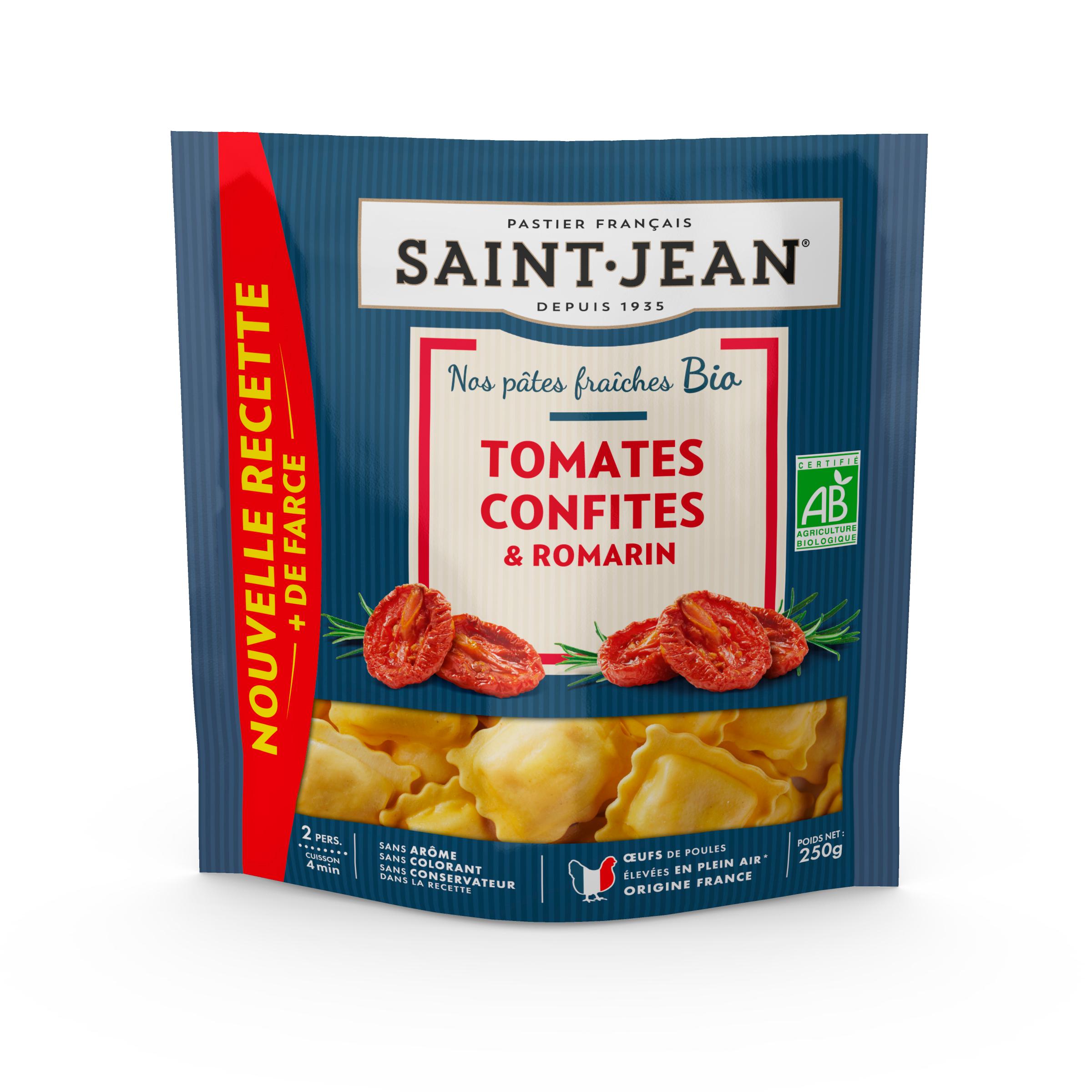 Voir la diapositive 2 : SAINT JEAN Raviolis bio tomates confites et romarin 2 parts 250g