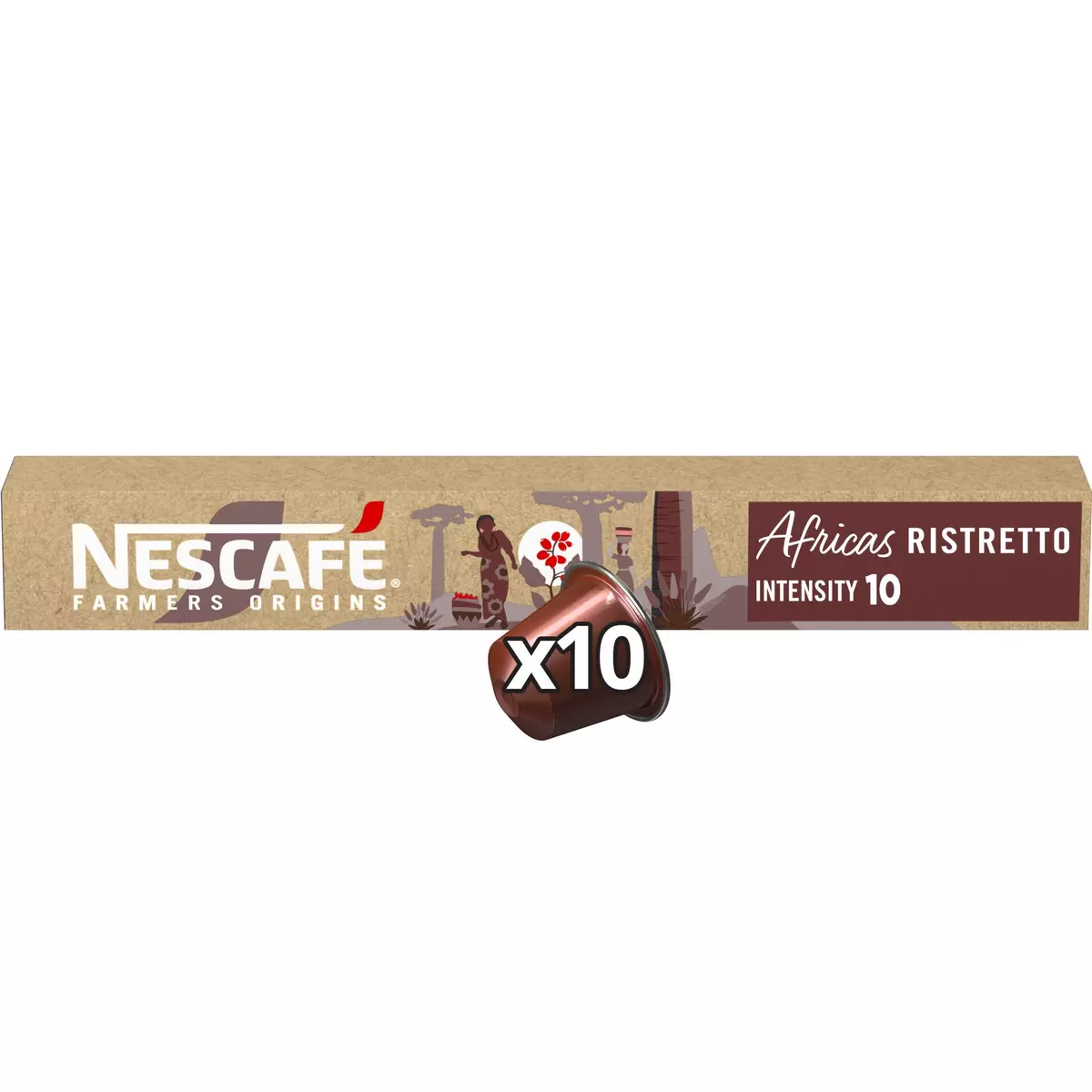 NESCAFE Capsules de café Africas Ristretto Farmers Origins intensité 10 compatibles Nespresso 10 capsules 44g