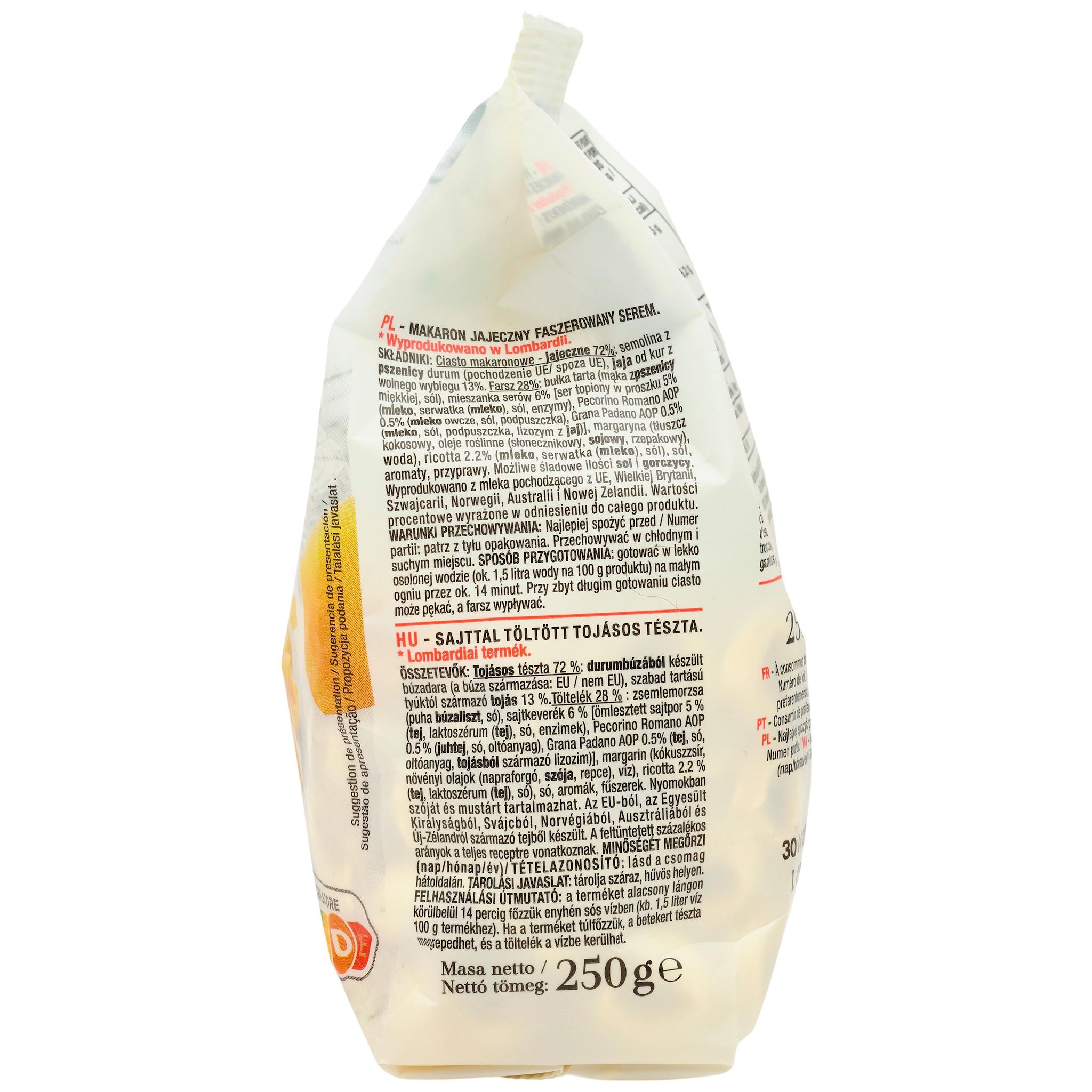 Voir la diapositive 3 : AUCHAN TAVOLA IN ITALIA Pâtes Tortellini 3 fromages 250g