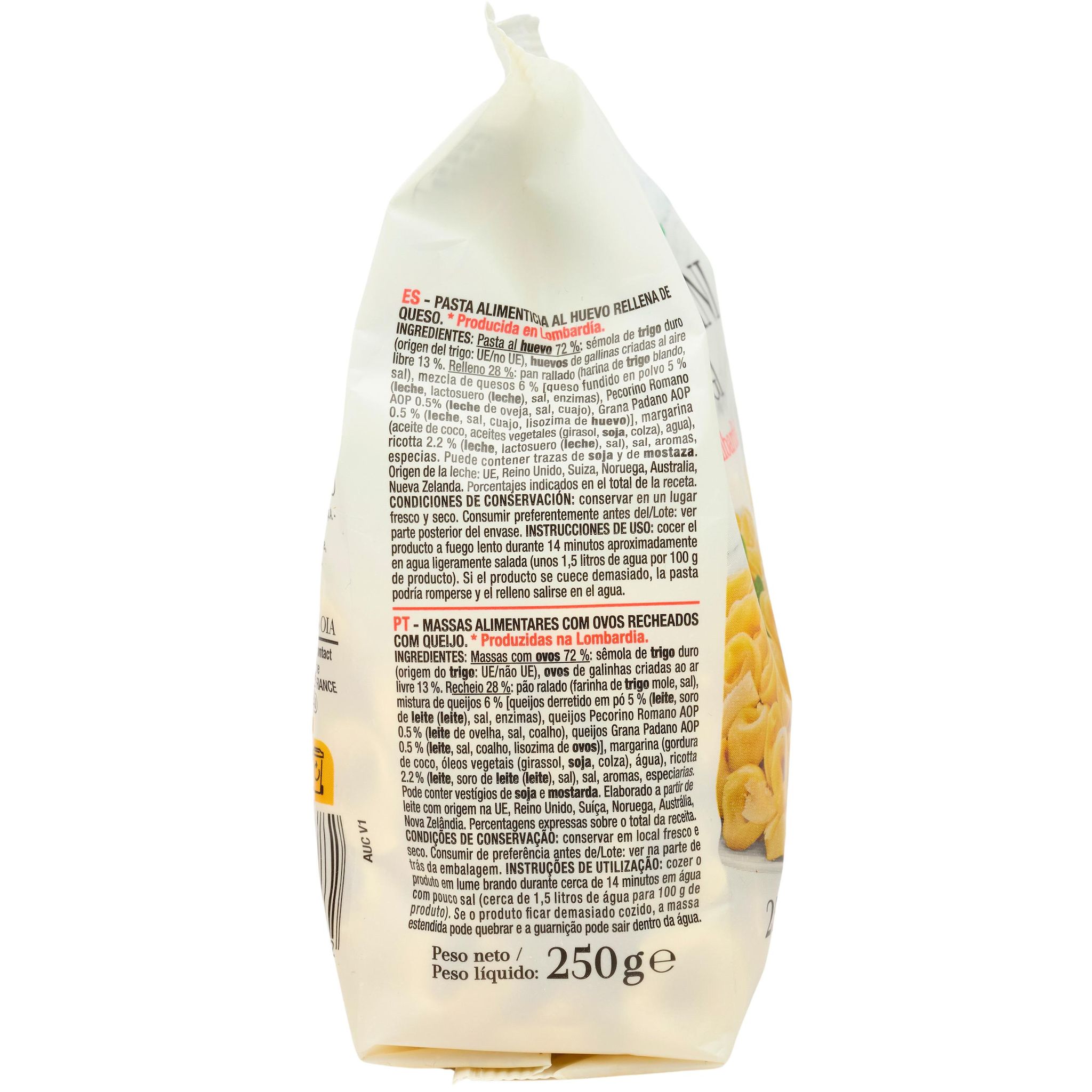 Voir la diapositive 5 : AUCHAN TAVOLA IN ITALIA Pâtes Tortellini 3 fromages 250g