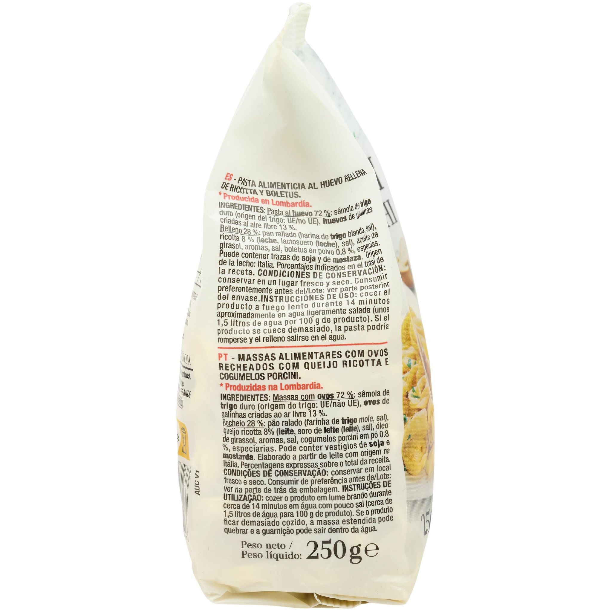 Voir la diapositive 2 : AUCHAN TAVOLA IN ITALIA Pâtes Tortellini ricotta funghi 250g