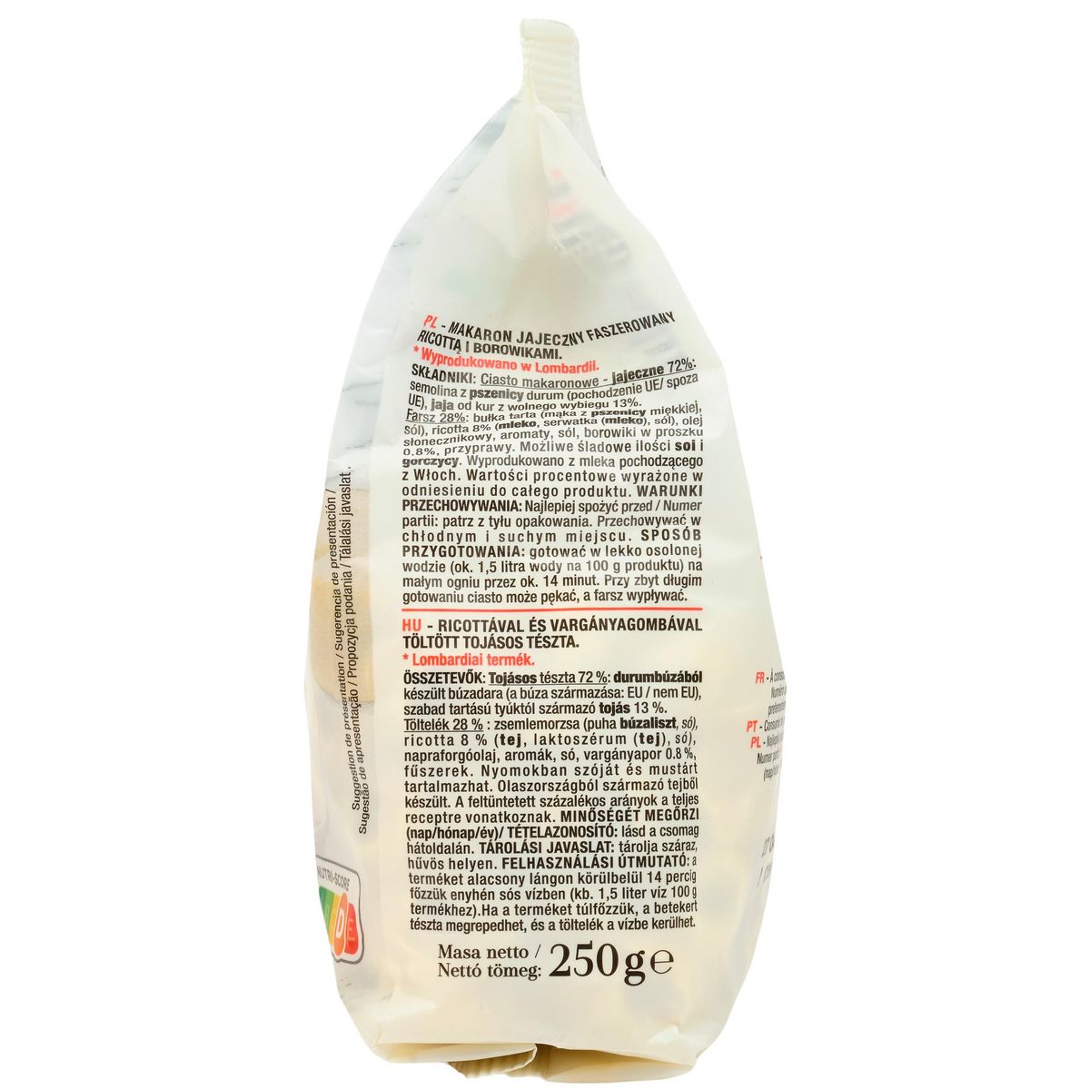 AUCHAN TAVOLA IN ITALIA Pâtes Tortellini ricotta funghi 250g