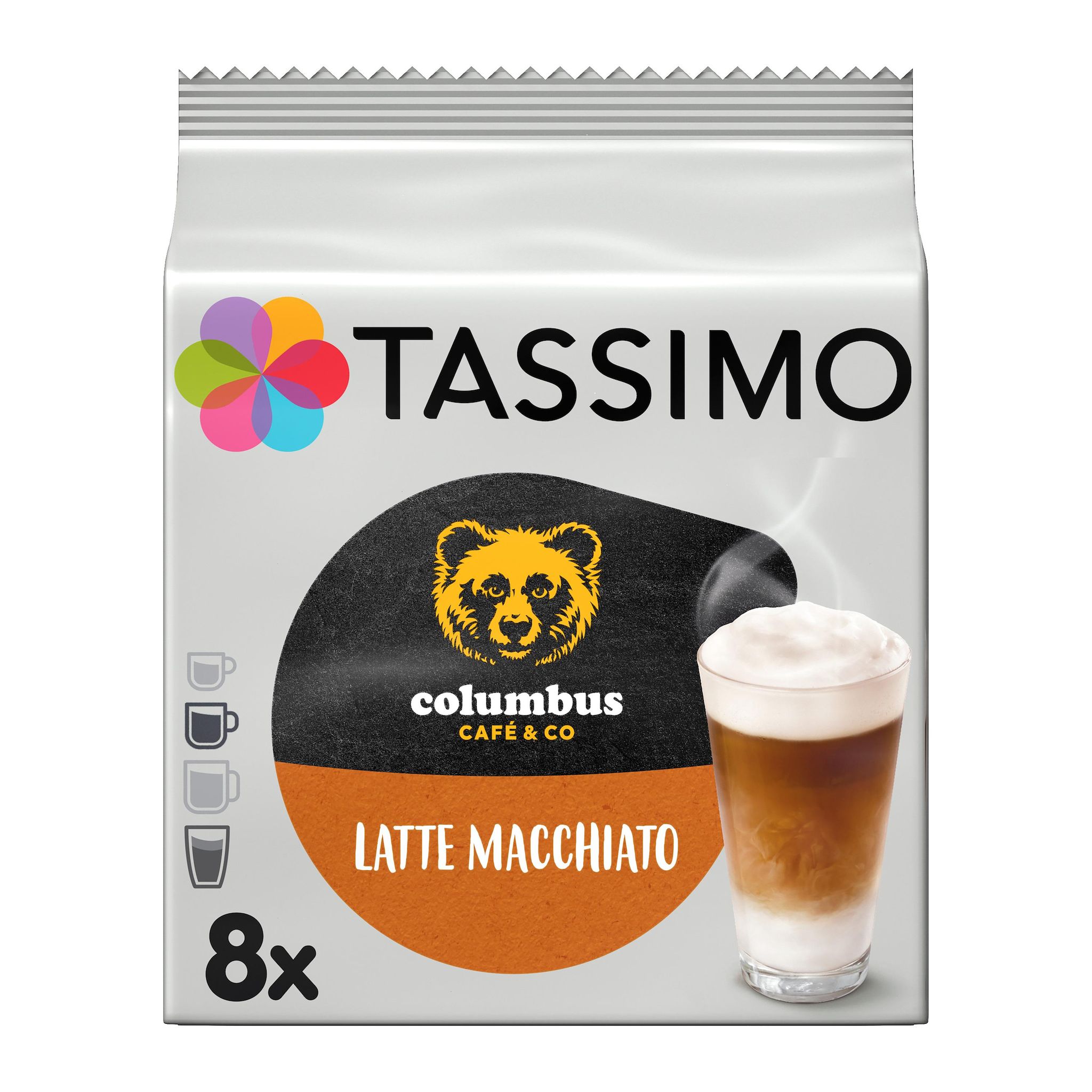 TASSIMO Dosettes de café Columbus latte macchiato 8 dosettes 264g