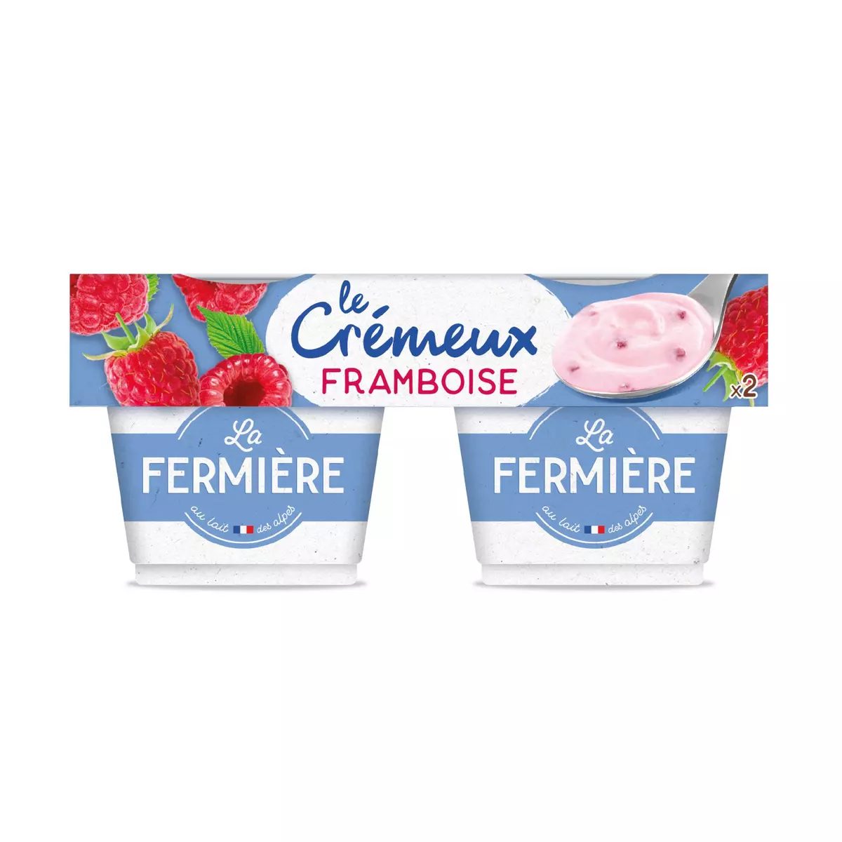 LA FERMIERE Le Crémeux - Yaourt saveur framboise avec morceaux 2x120g