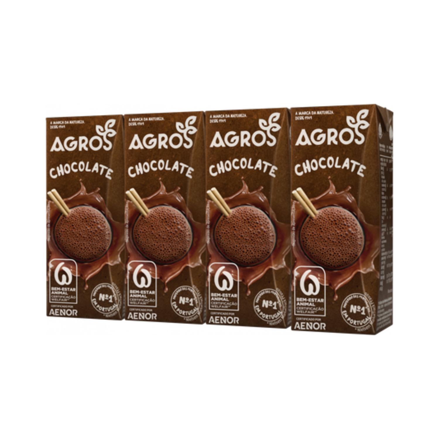 AGROS Lait chocolaté en brick 4 * 200ml 800ml