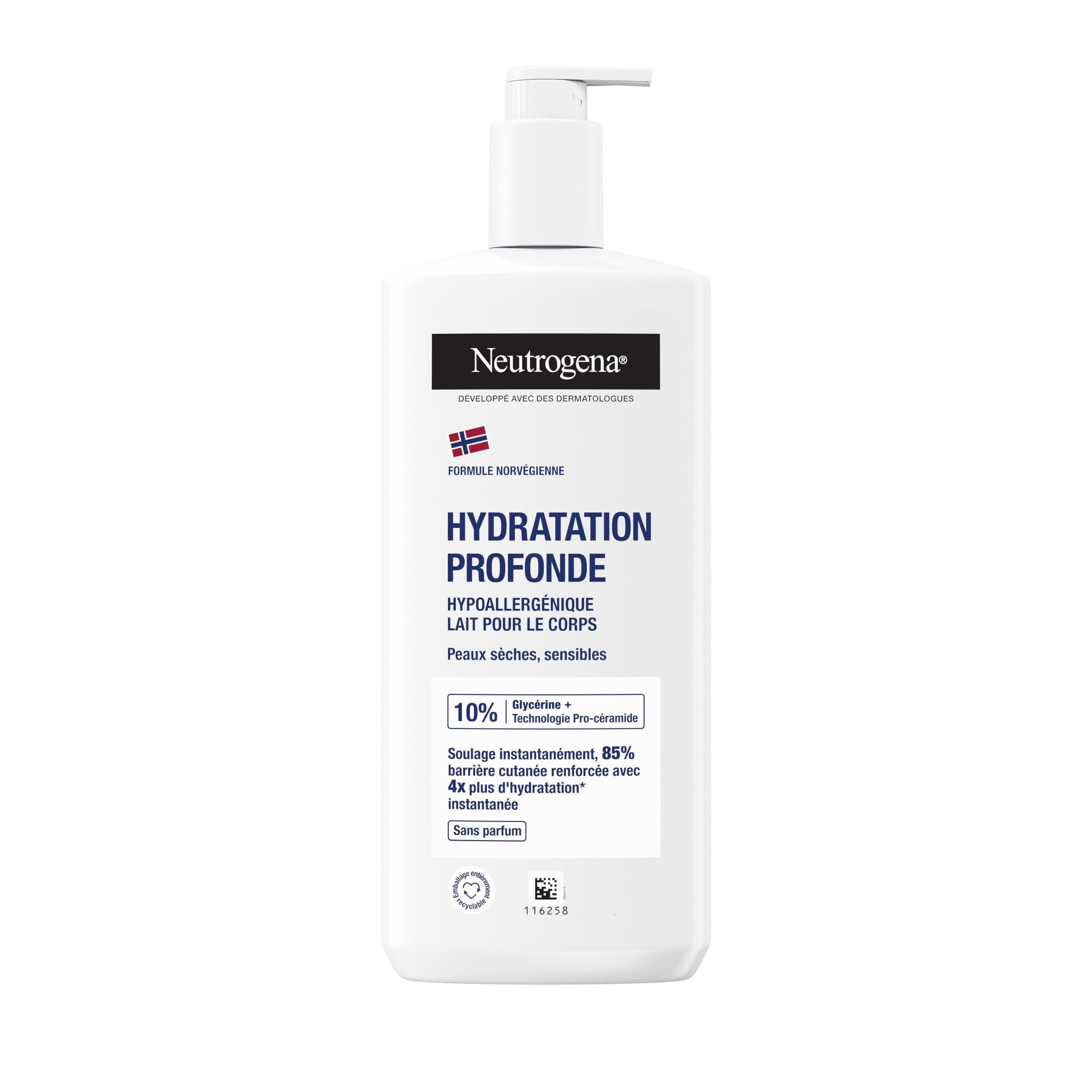 Voir la diapositive 2 : NEUTROGENA Lait corps hydratation profonde hypoallergénique peaux sèches et sensibles 400ml