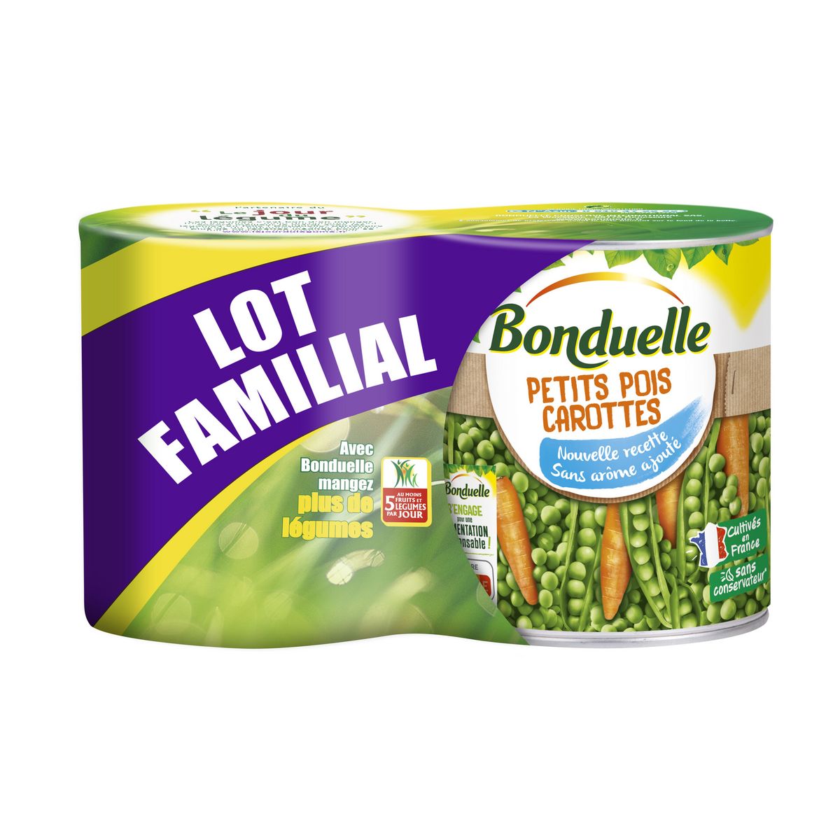 BONDUELLE Petits pois carottes sans arôme ajouté Lot de 2 2x530g