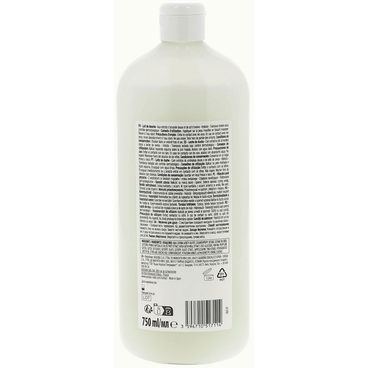 COSMIA Lait de douche hydratant aux extraits d'amande douce et de lait d'avoine 750ml