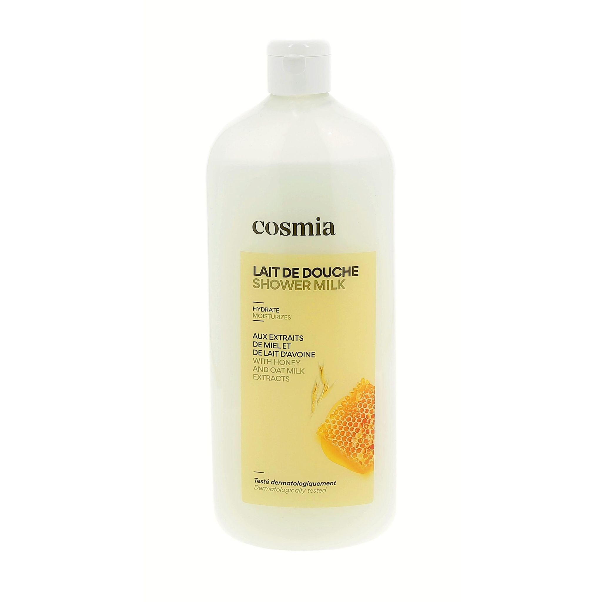 Voir la diapositive 2 : COSMIA Lait de douche hydratant miel et lait d'avoine 750ml