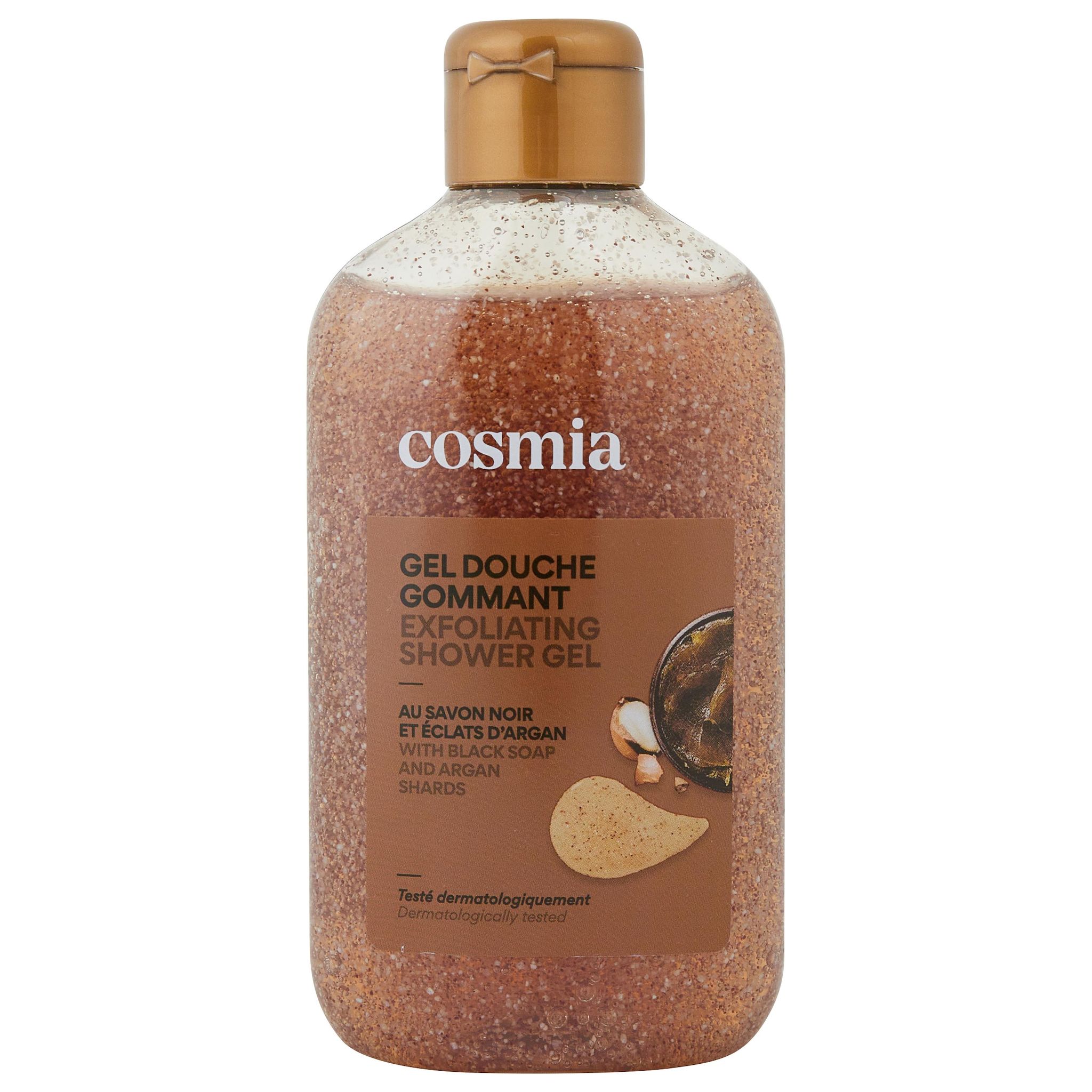 Voir la diapositive 2 : COSMIA Gel douche gommant au savon noir et éclats d'argan 250ml