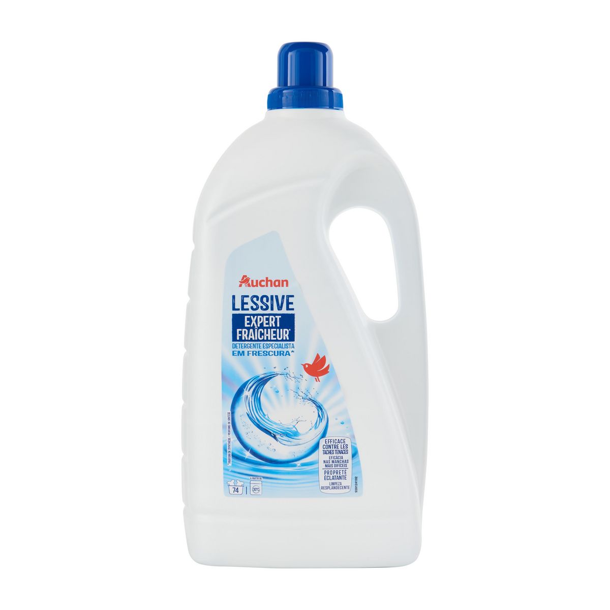AUCHAN Lessive liquide Expert Fraicheur Bleu intense 74 lavages 4l