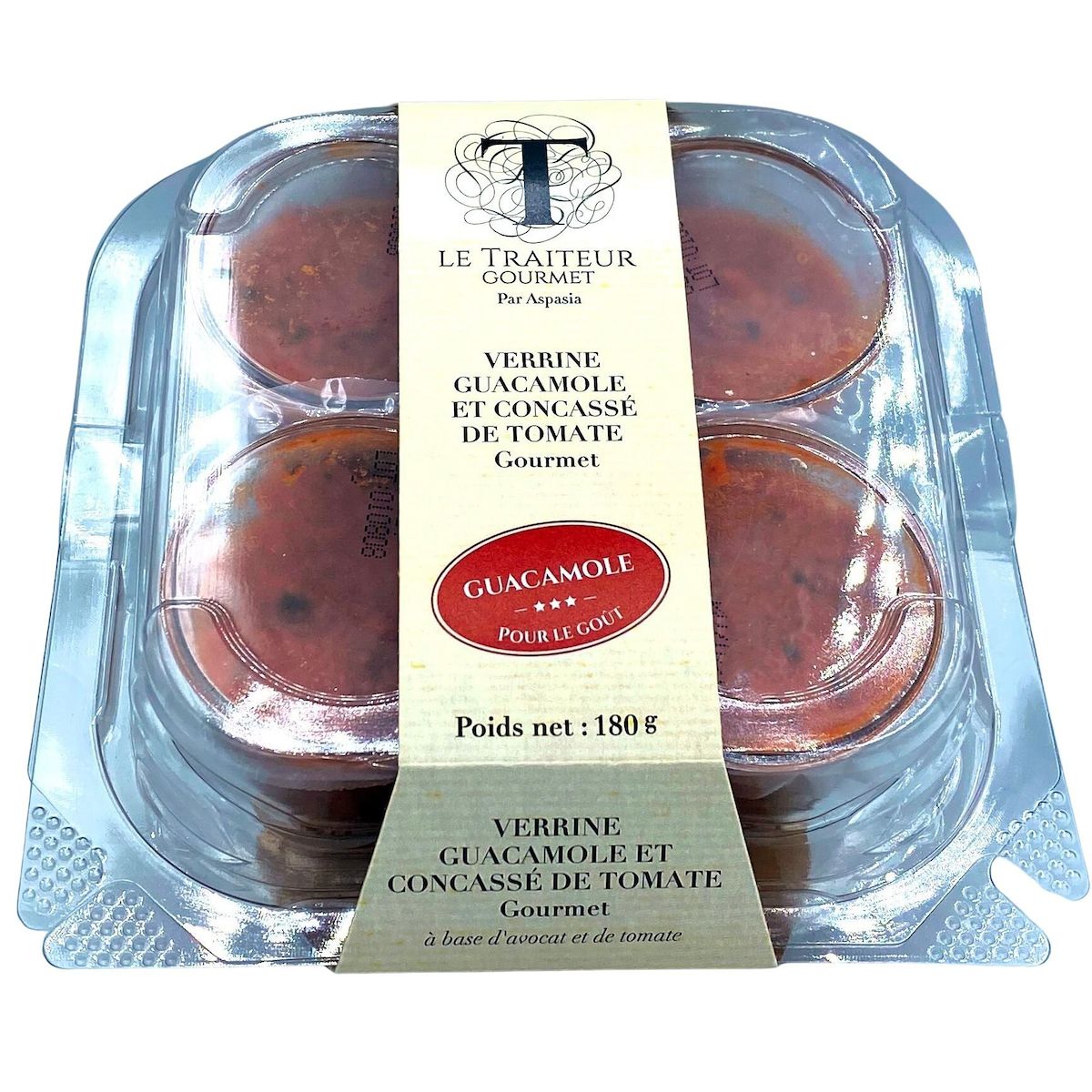LE TRAITEUR GOURMET Verrine guacamole et concassé de tomate 4 pièces 180g