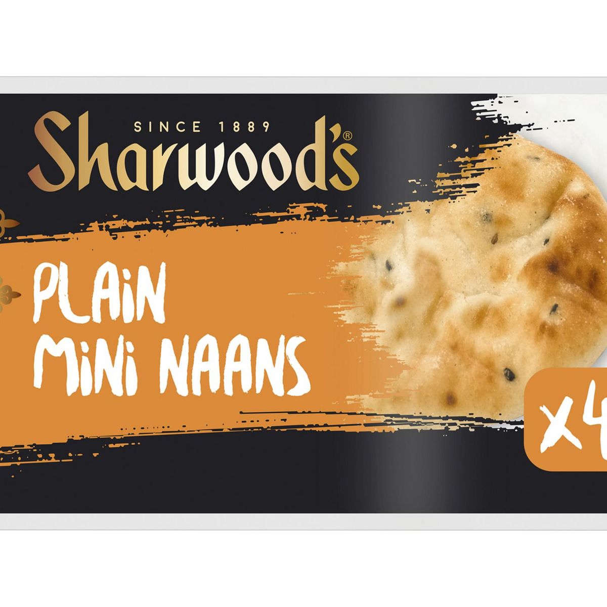 SHARWOOD'S Plain mini naans nature 4 mini naans 260g