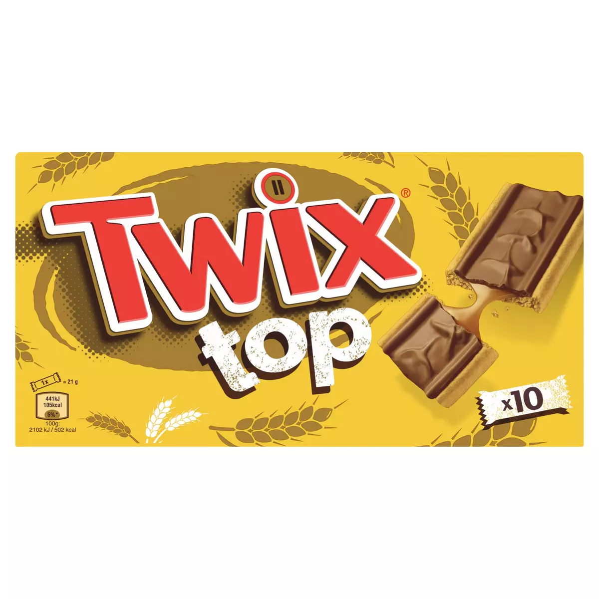 TWIX Top Biscuits chocolatées fourrés de caramel sachets individuels 10 biscuits 210g