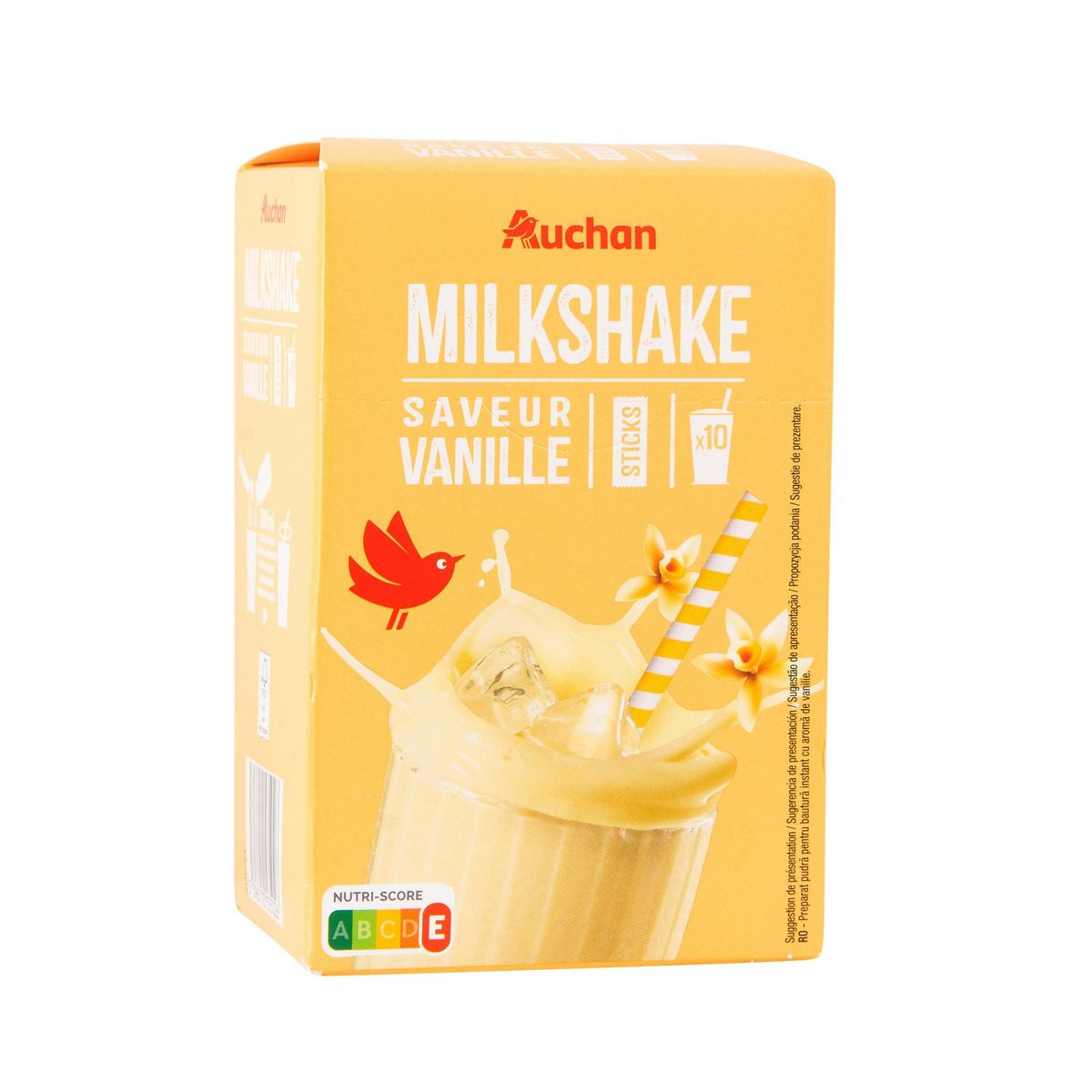 AUCHAN Milkshake saveur vanille en sticks 10 sticks 200g