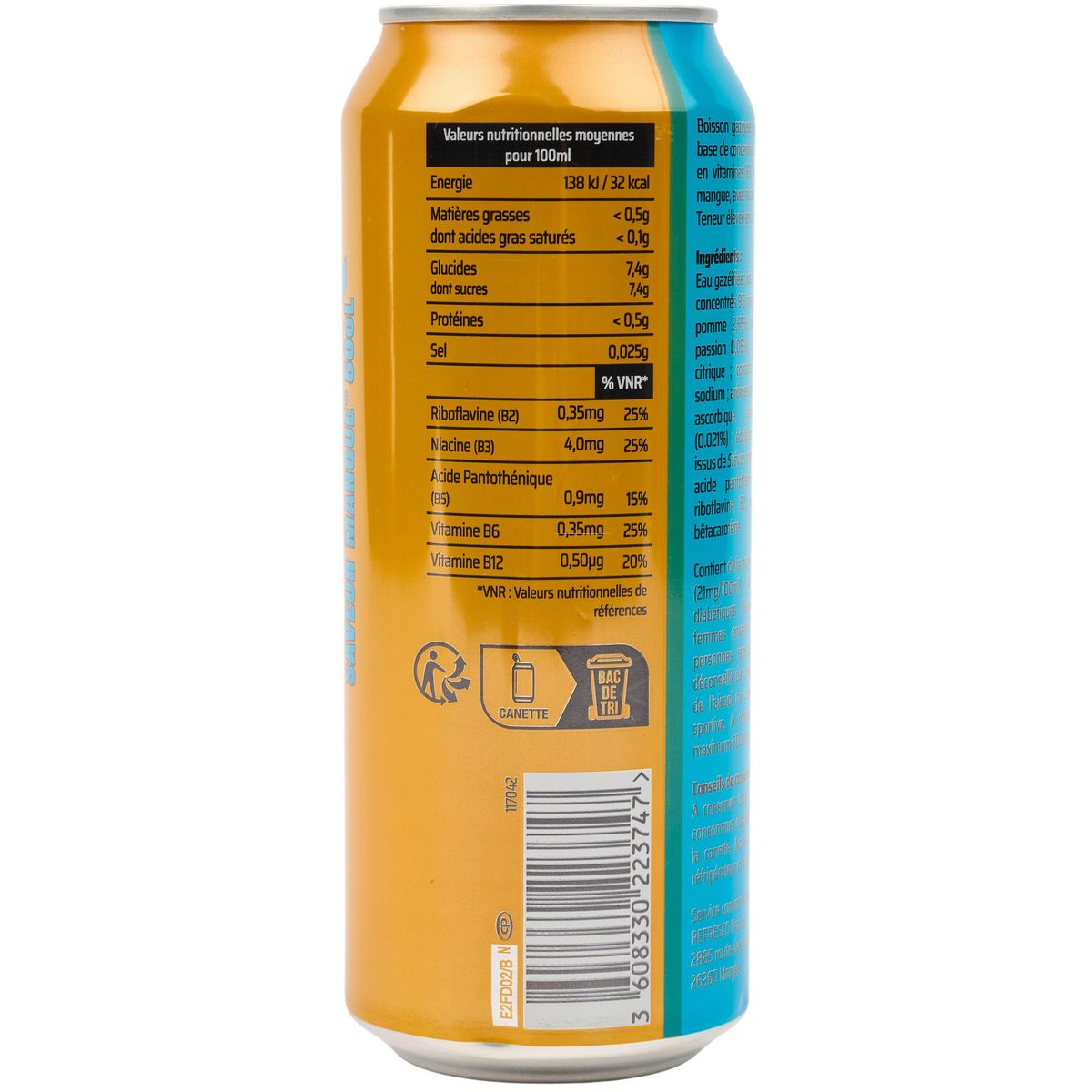 TAURINE DRINK Boisson énergisante Taurine Drink à la mangue 50cl